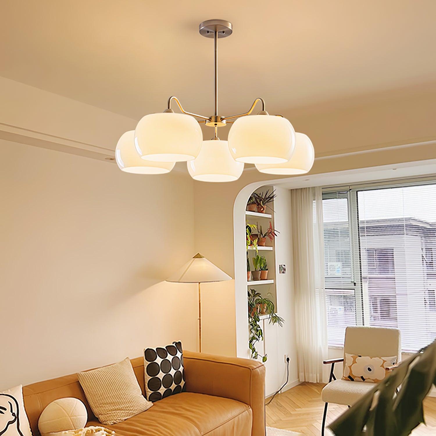 Aurora Chandelier White Glass Persimmon Shape - Letslighting