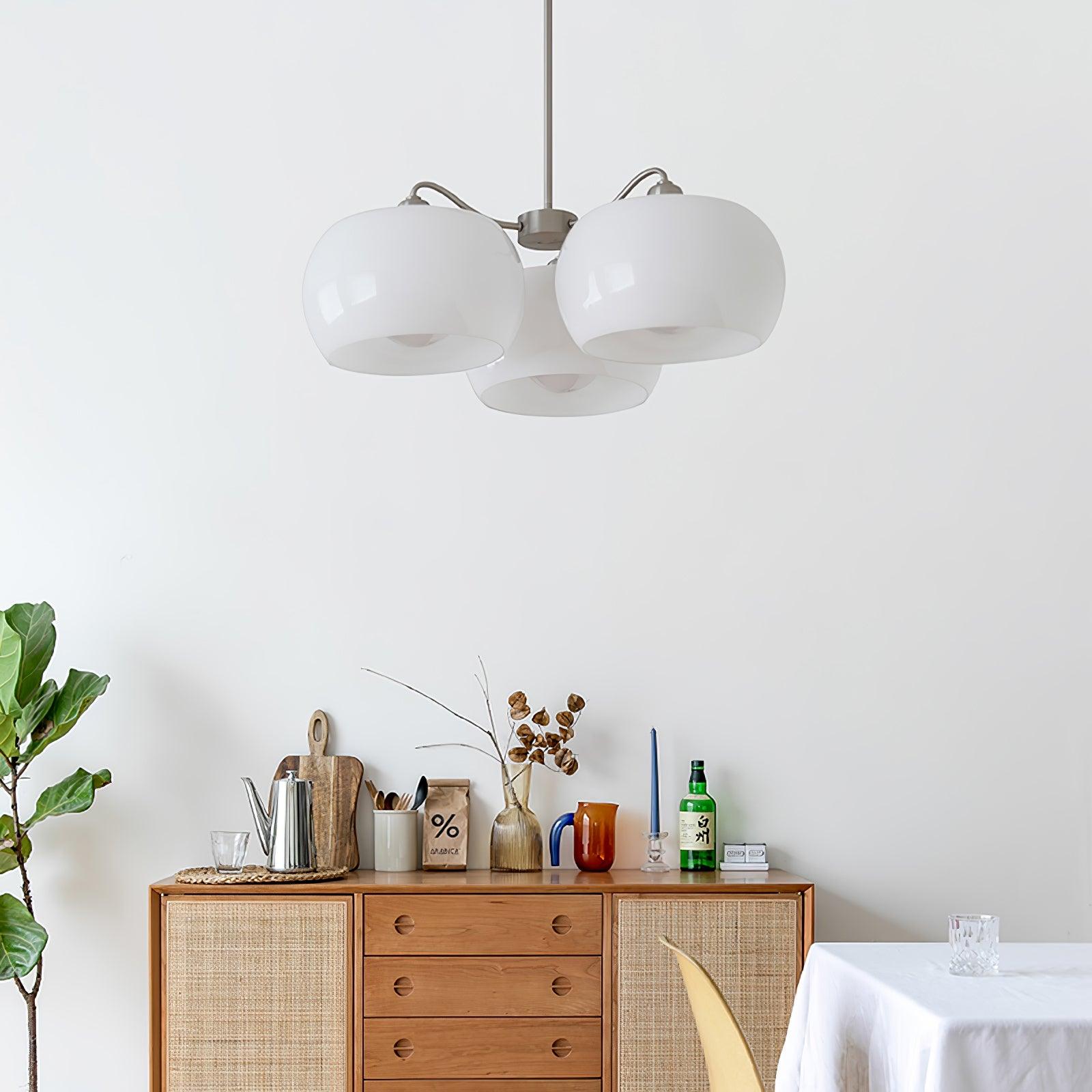 Aurora Chandelier White Glass Persimmon Shape - Letslighting