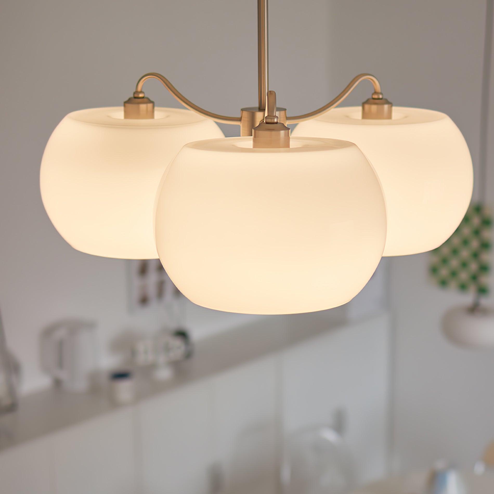 Aurora Chandelier White Glass Persimmon Shape - Letslighting
