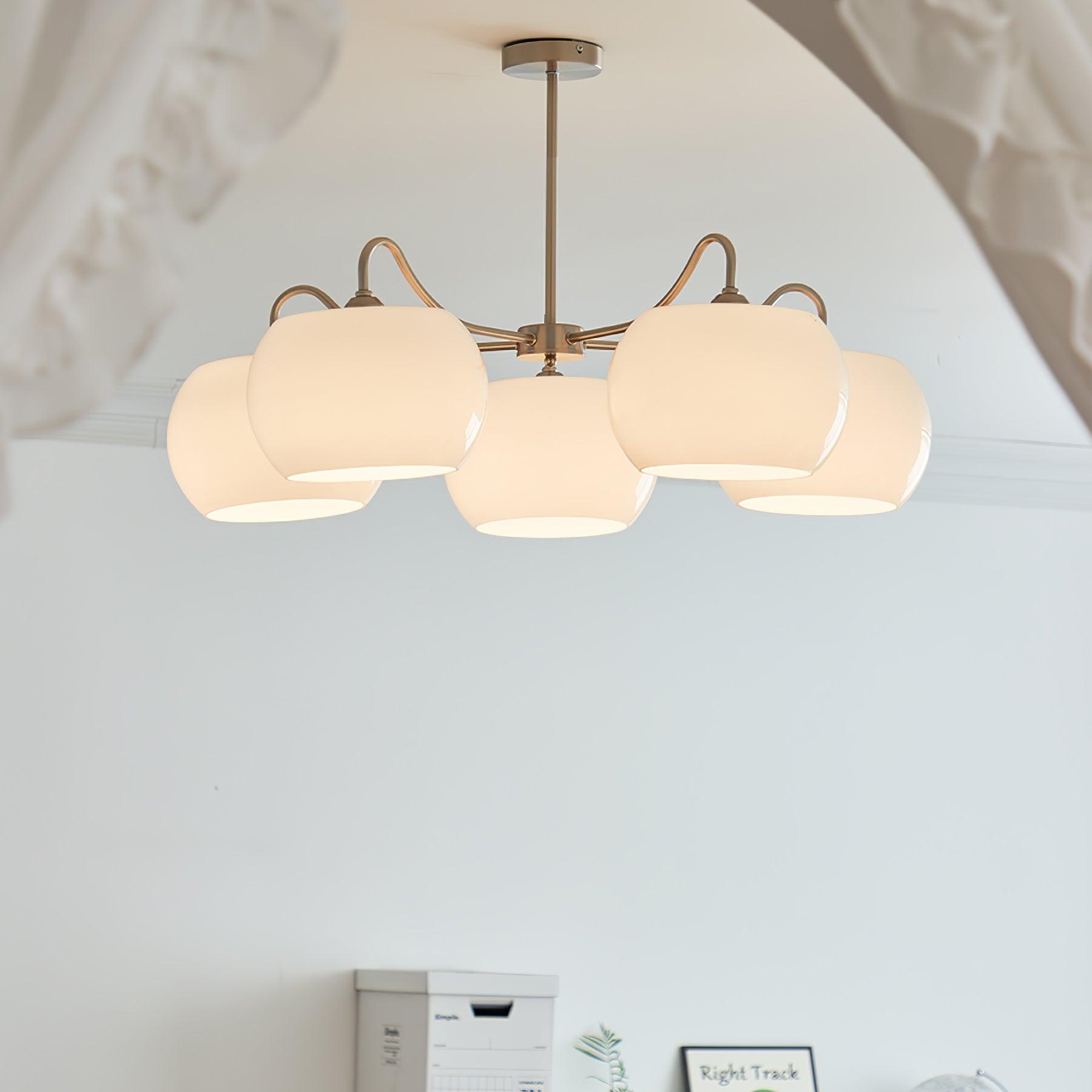 Aurora Chandelier White Glass Persimmon Shape - Letslighting