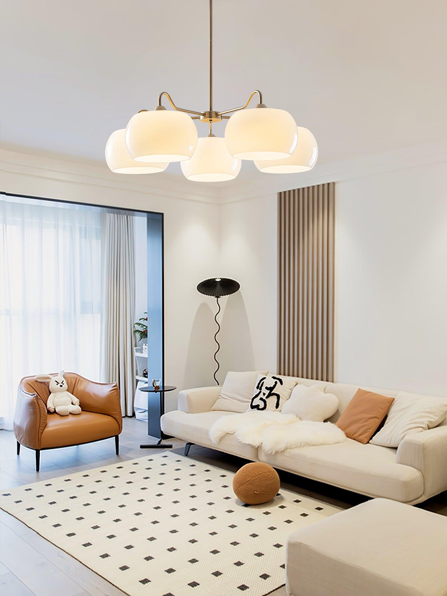 Aurora Chandelier White Glass Persimmon Shape - Letslighting