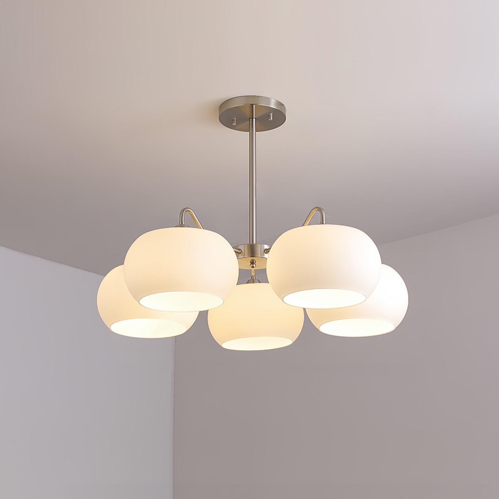 Aurora Chandelier White Glass Persimmon Shape - Letslighting