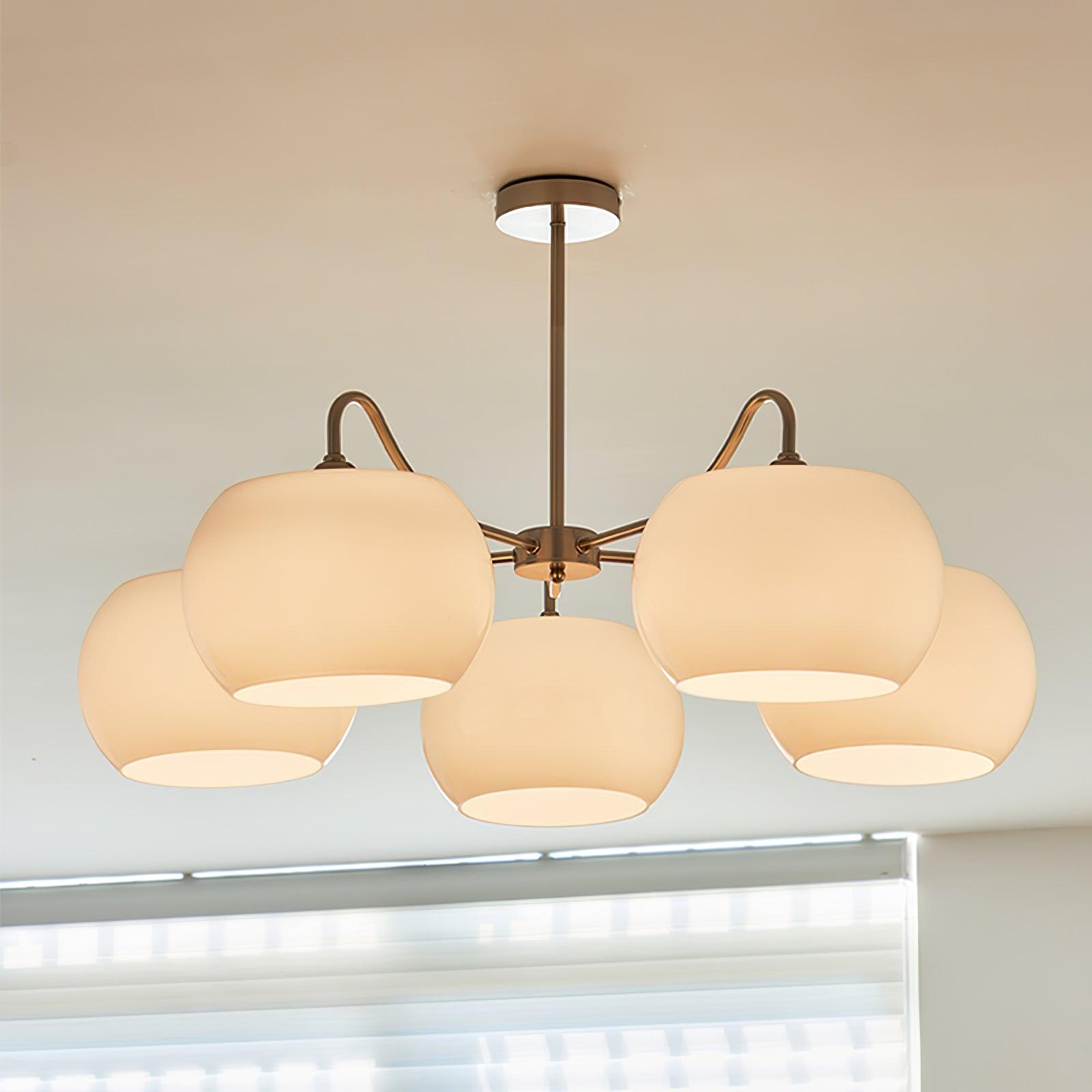 Aurora Chandelier White Glass Persimmon Shape - Letslighting