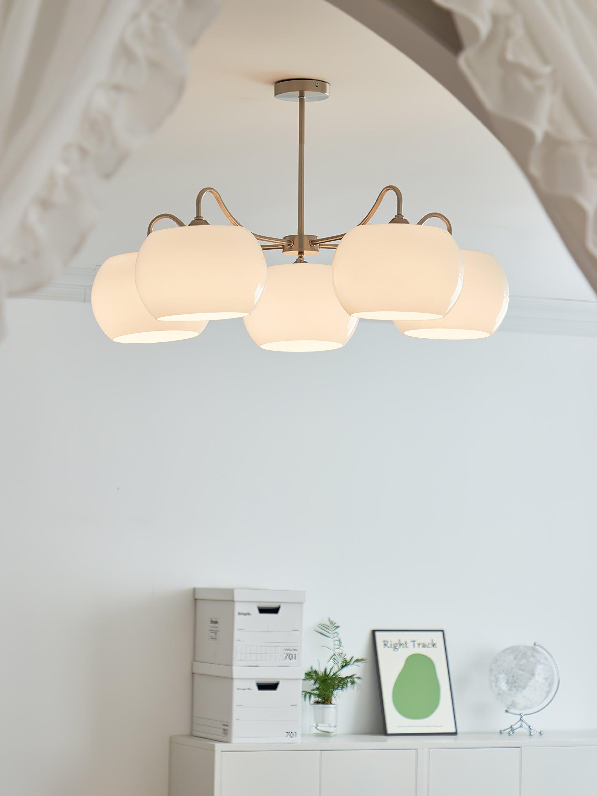 Aurora Chandelier White Glass Persimmon Shape - Letslighting