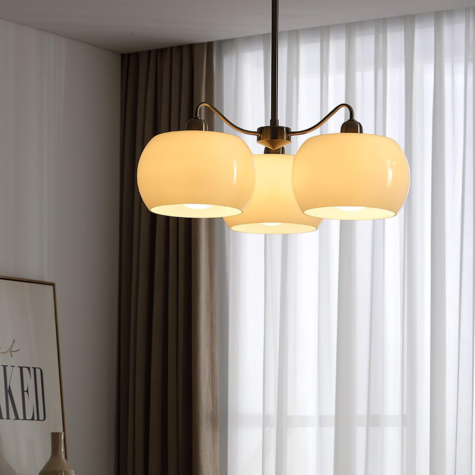 Aurora Chandelier White Glass Persimmon Shape - Letslighting