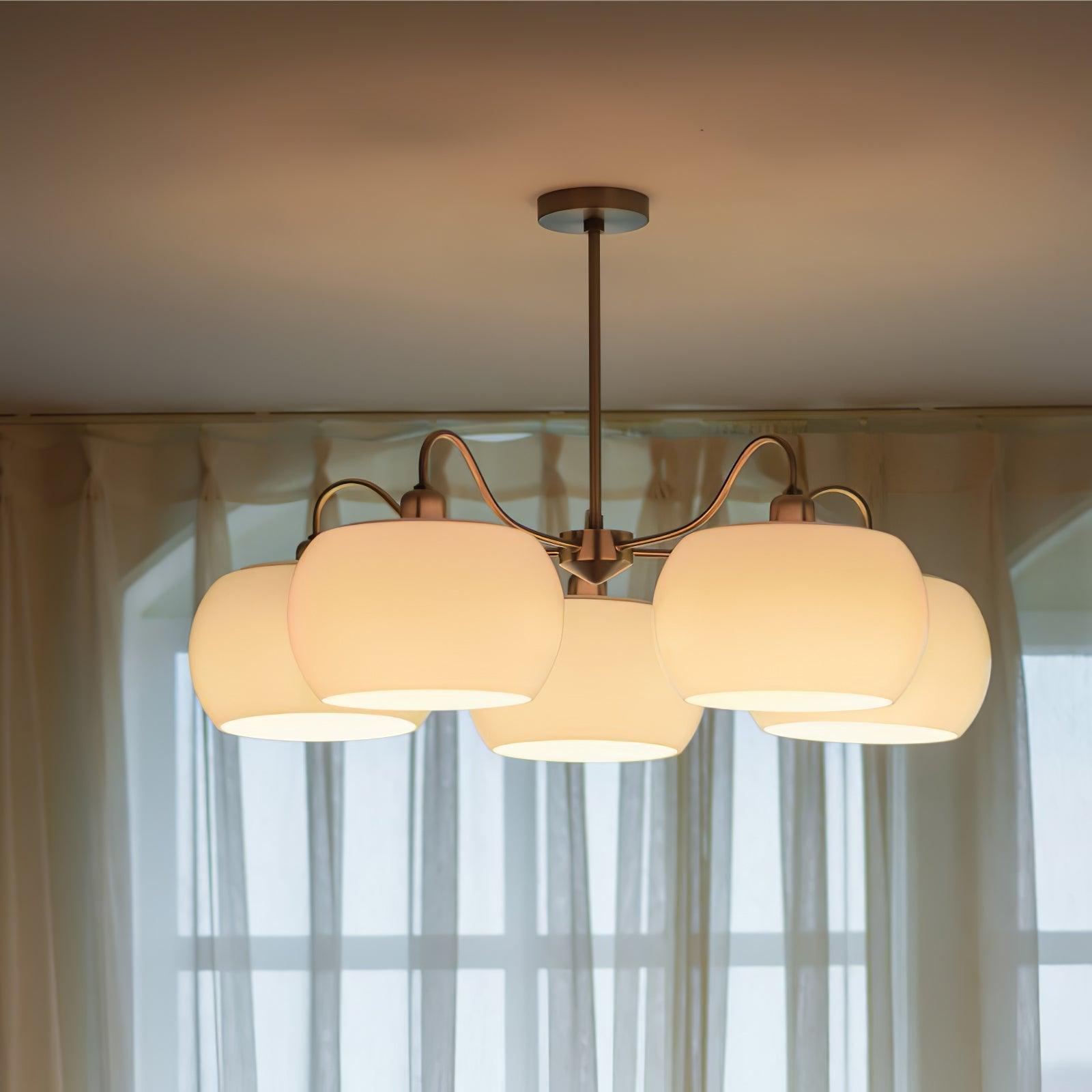 Aurora Chandelier White Glass Persimmon Shape - Letslighting