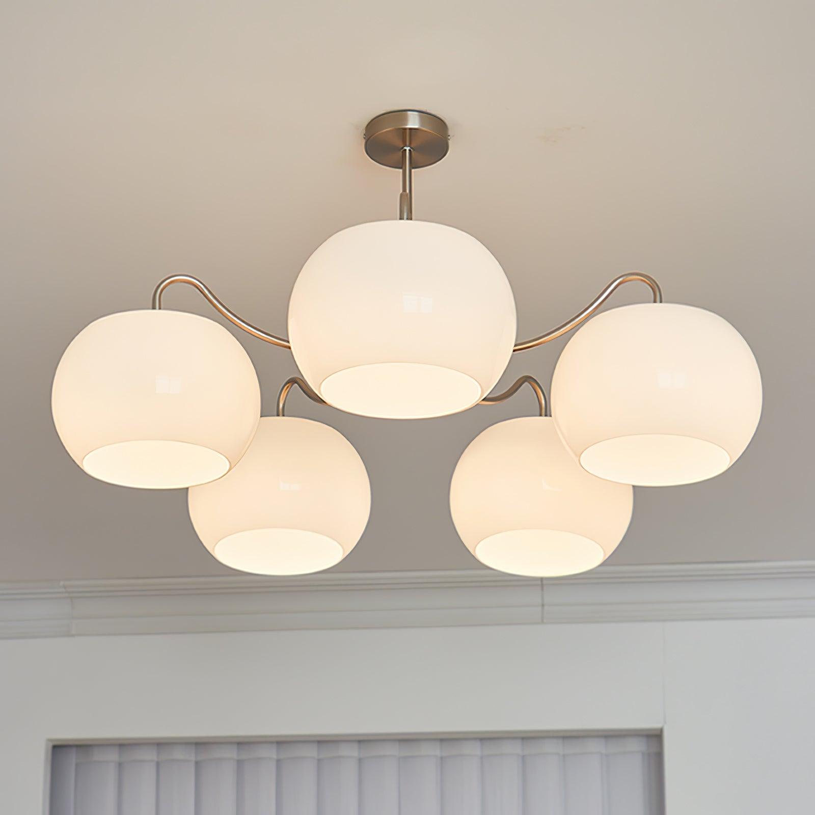 Aurora Chandelier White Glass Persimmon Shape - Letslighting
