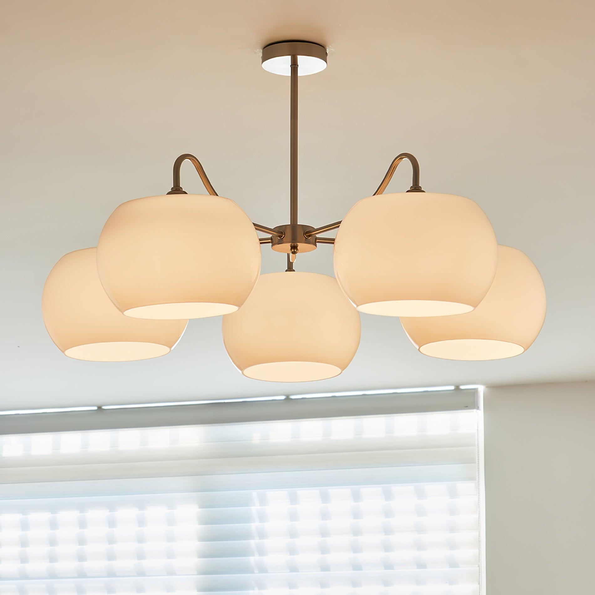 Aurora Chandelier White Glass Persimmon Shape - Letslighting