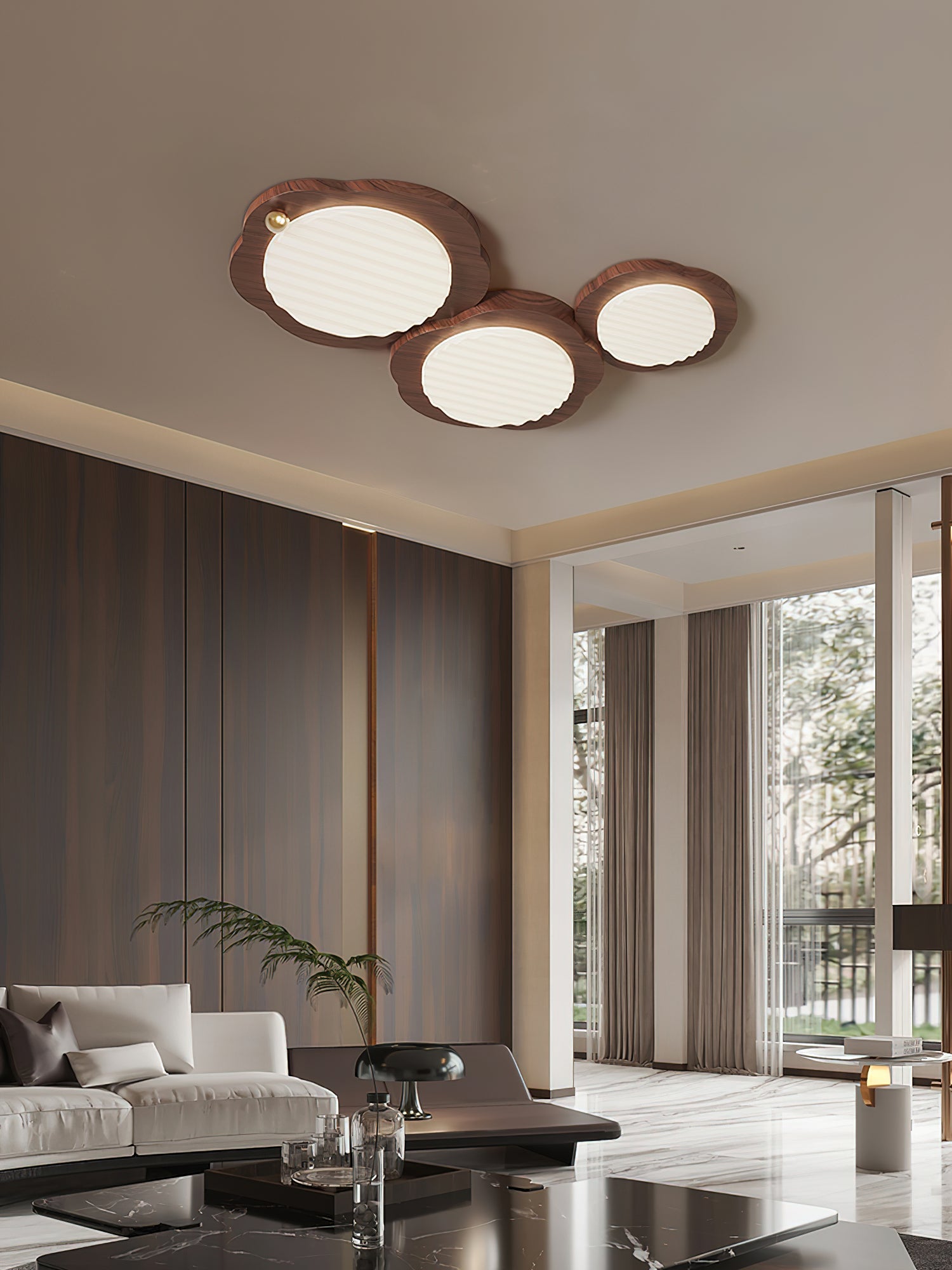 Niseko Ceiling Lamp Wood Finish With Cloud-Like - Letslighting