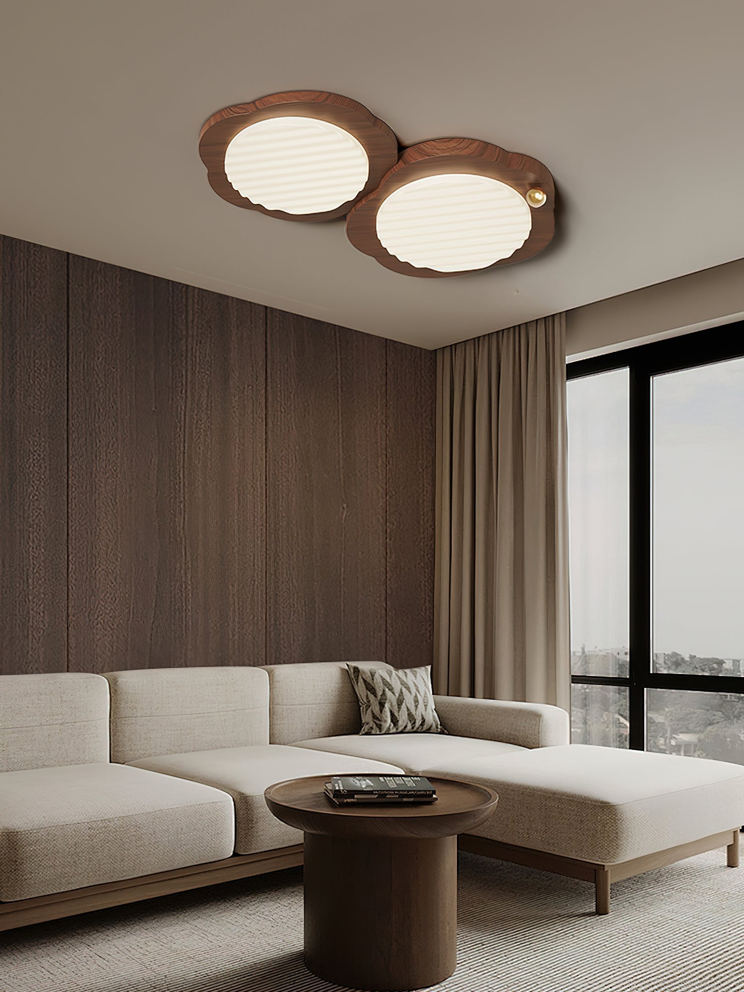 Niseko Ceiling Lamp Wood Finish With Cloud-Like - Letslighting