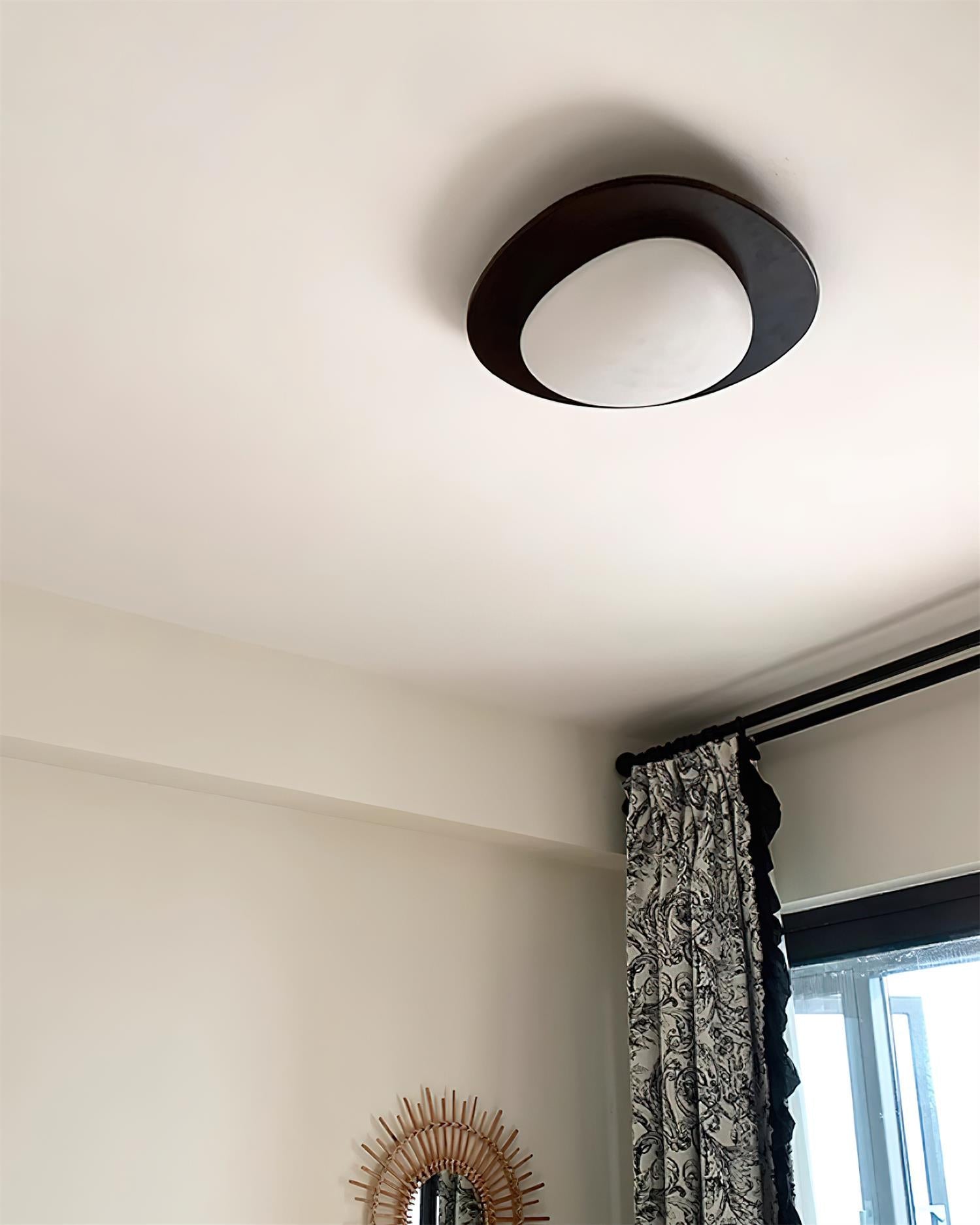 Ceiling Light Wood and Acrylic Oval Shade Minimalist Natural - Letslighting