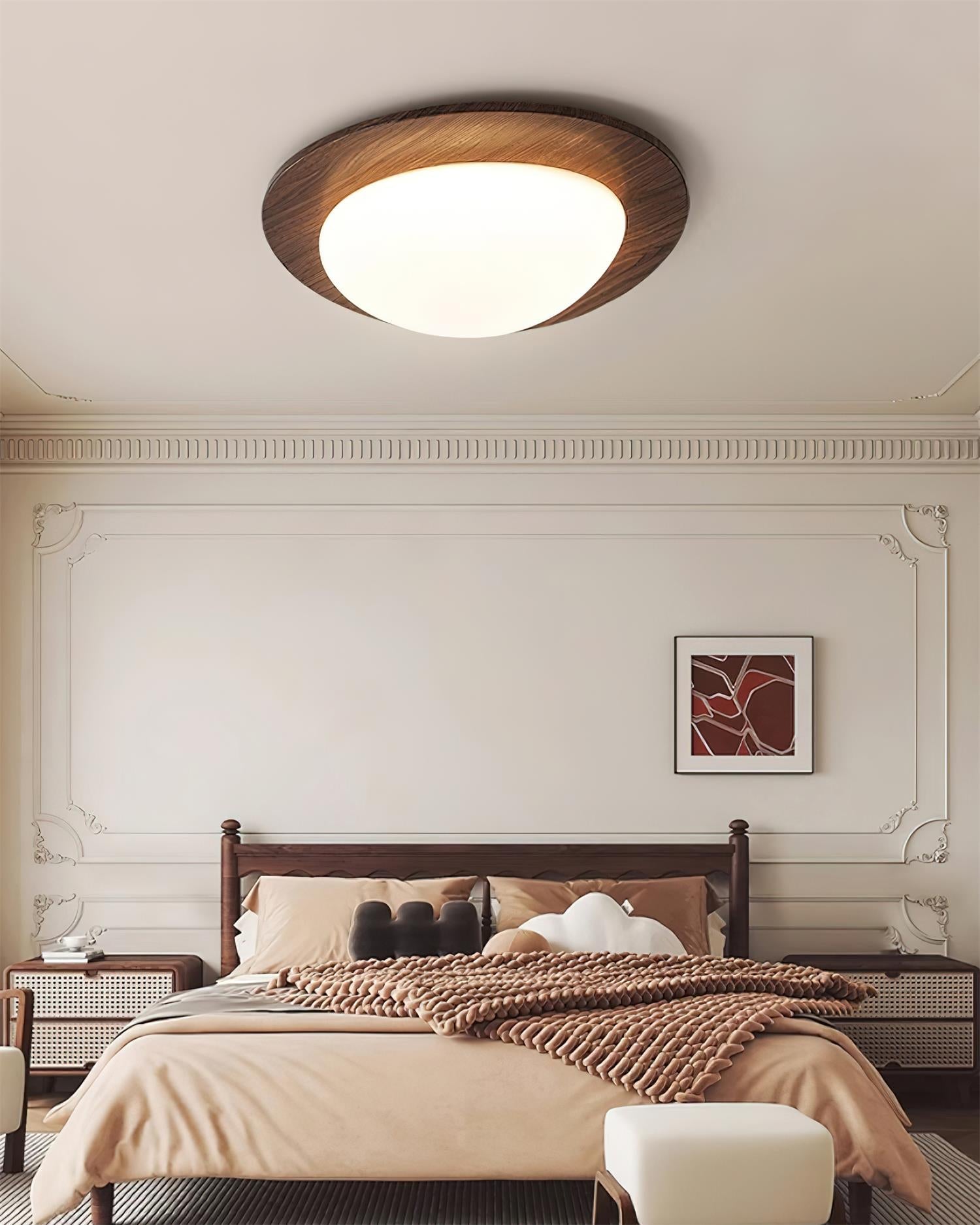 Ceiling Light Wood and Acrylic Oval Shade Minimalist Natural - Letslighting