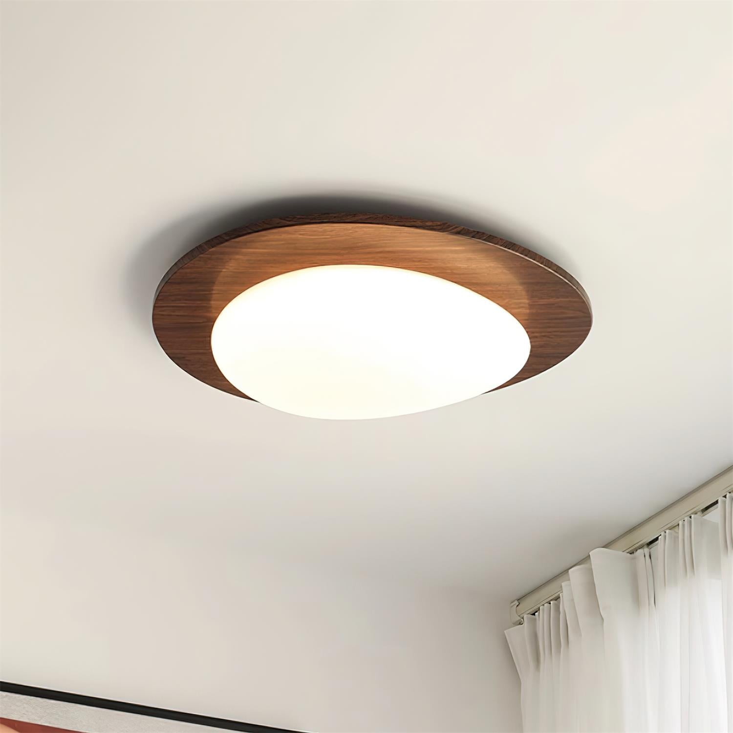 Ceiling Light Wood and Acrylic Oval Shade Minimalist Natural - Letslighting