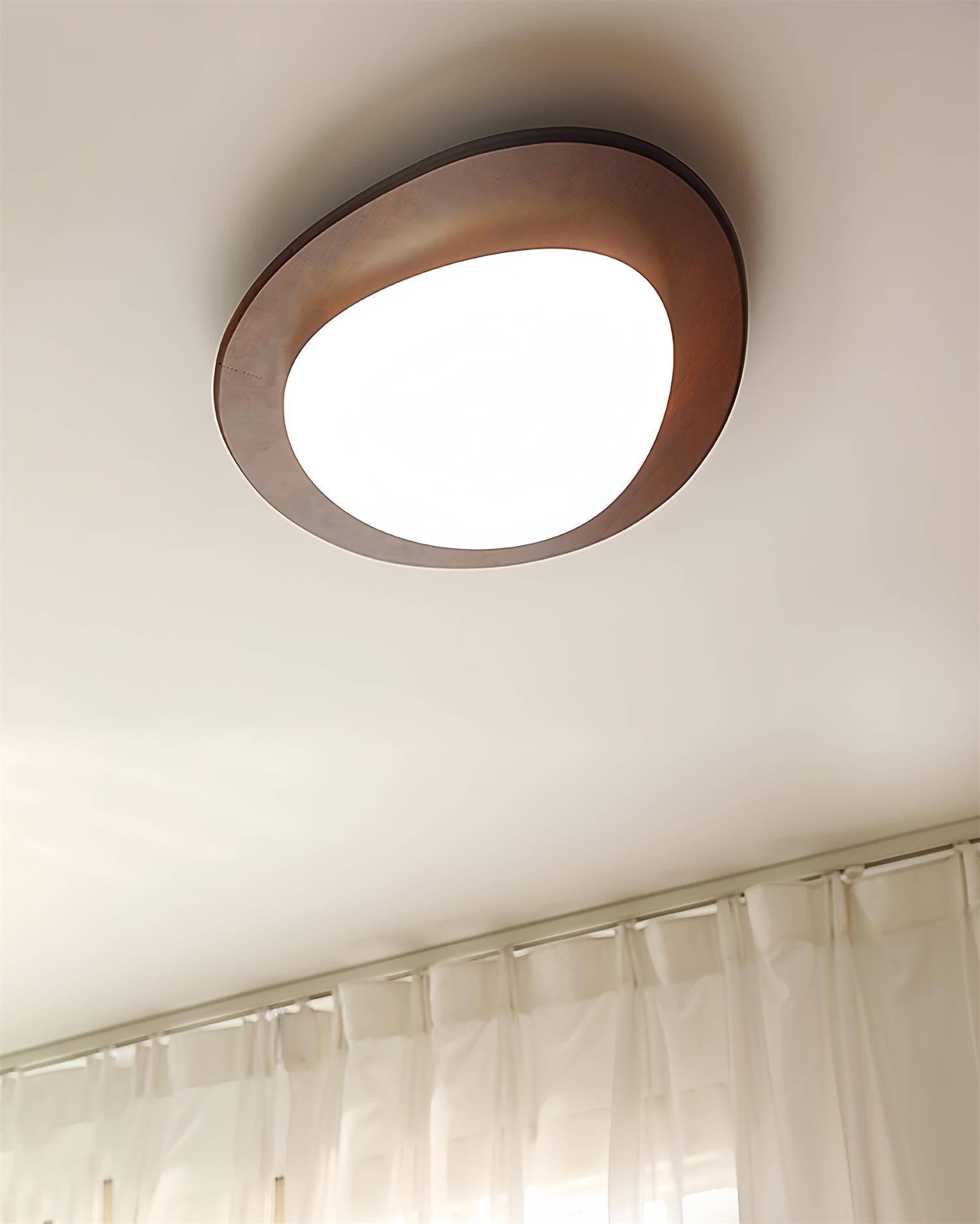 Ceiling Light Wood and Acrylic Oval Shade Minimalist Natural - Letslighting