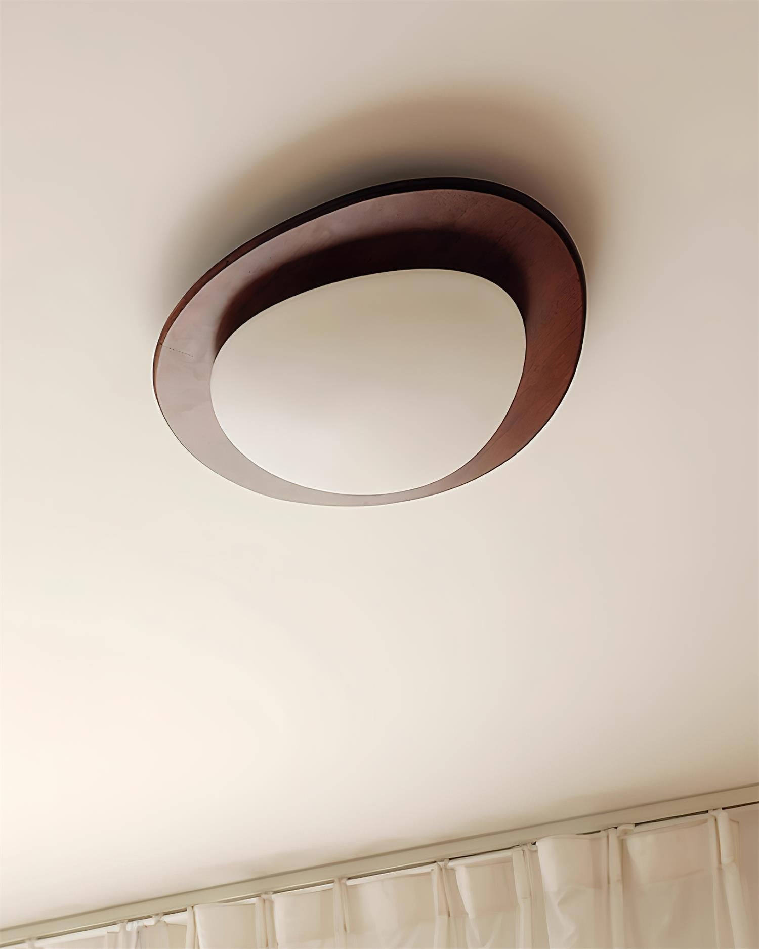 Ceiling Light Wood and Acrylic Oval Shade Minimalist Natural - Letslighting