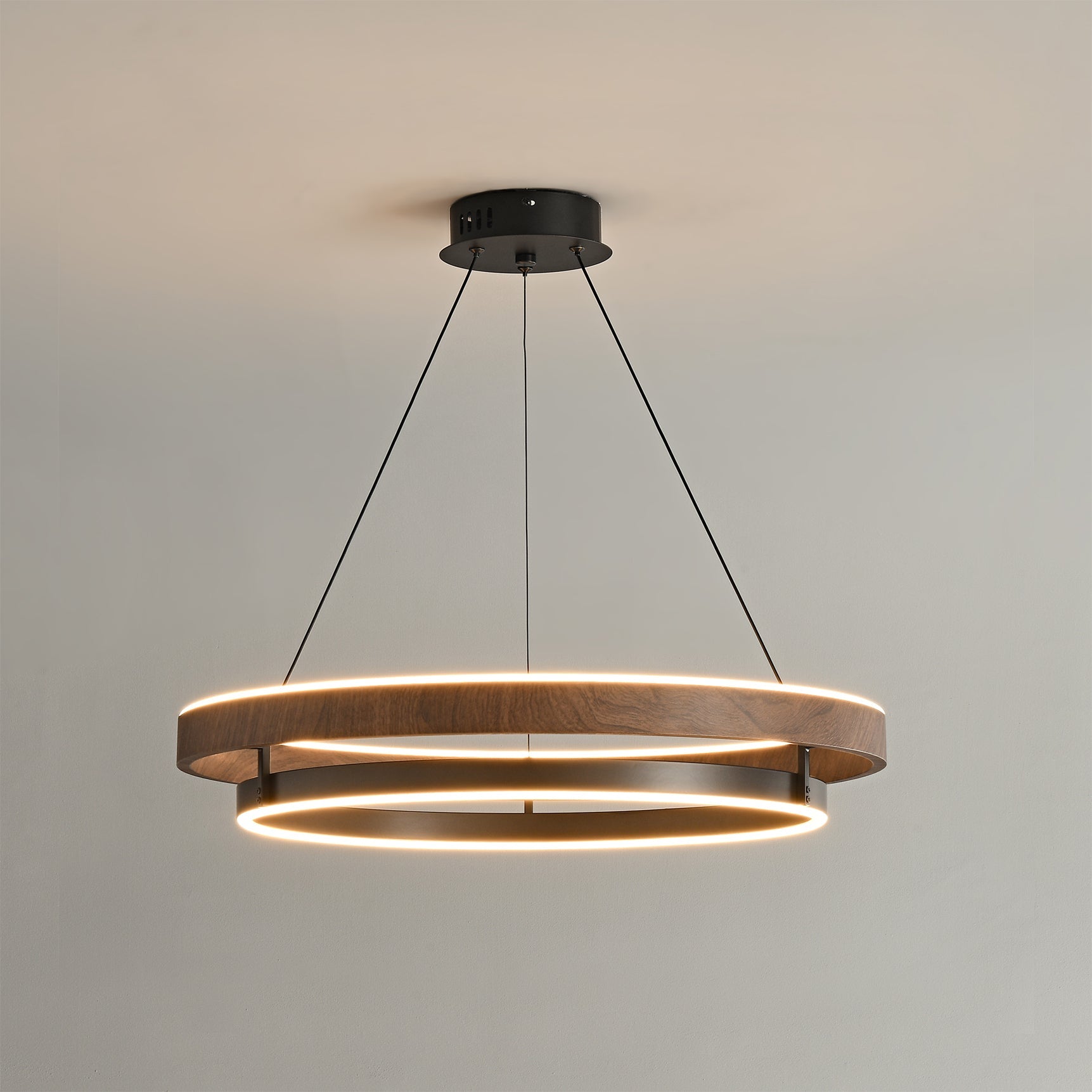 Niseko Chandelier Double Ring Design With LED Glow - Letslighting
