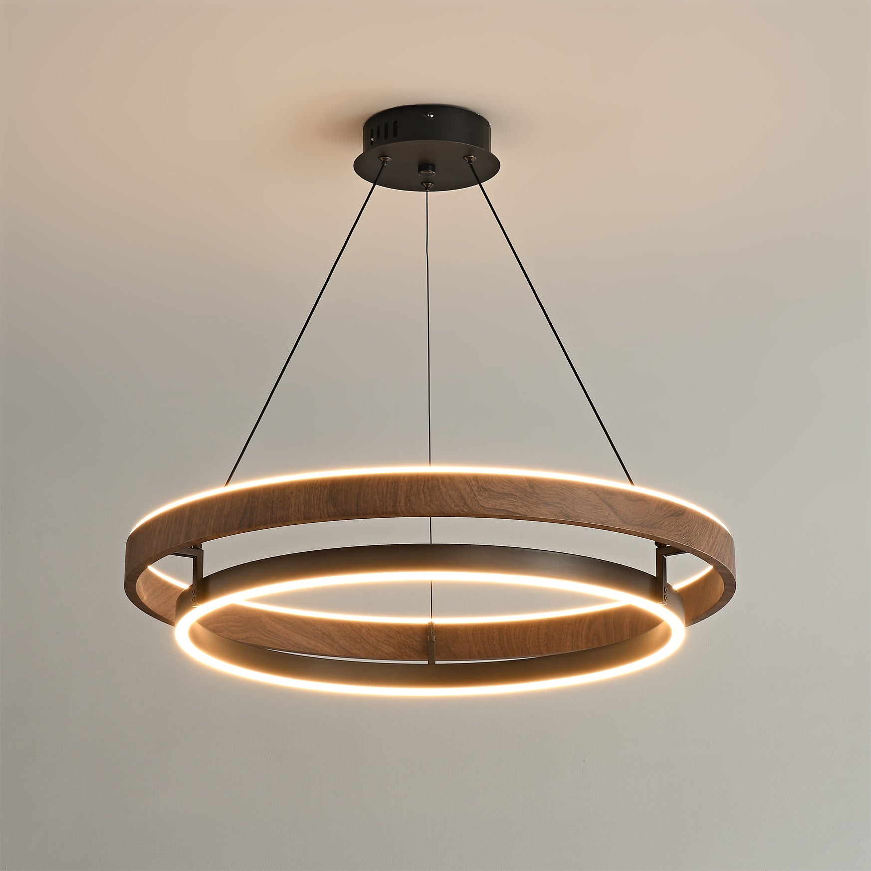 Niseko Chandelier Double Ring Design With LED Glow - Letslighting