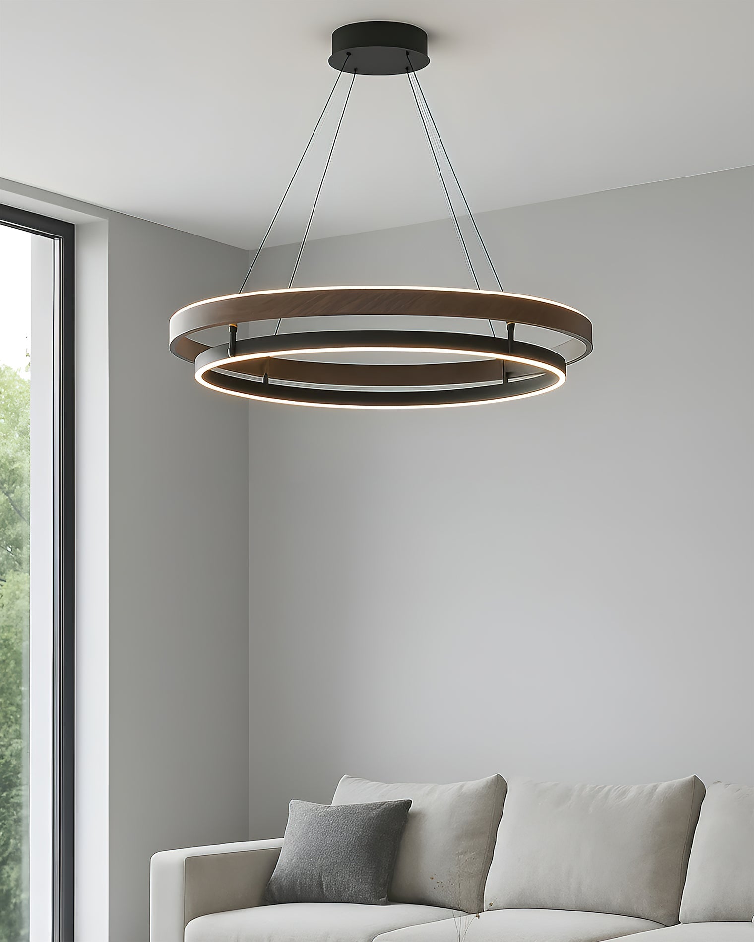 Niseko Chandelier Double Ring Design With LED Glow - Letslighting