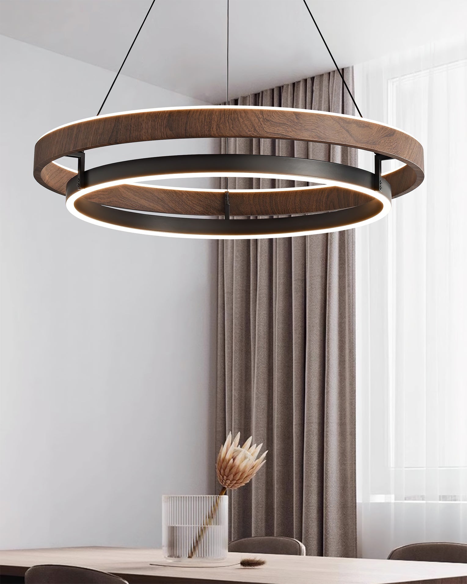 Niseko Chandelier Double Ring Design With LED Glow - Letslighting