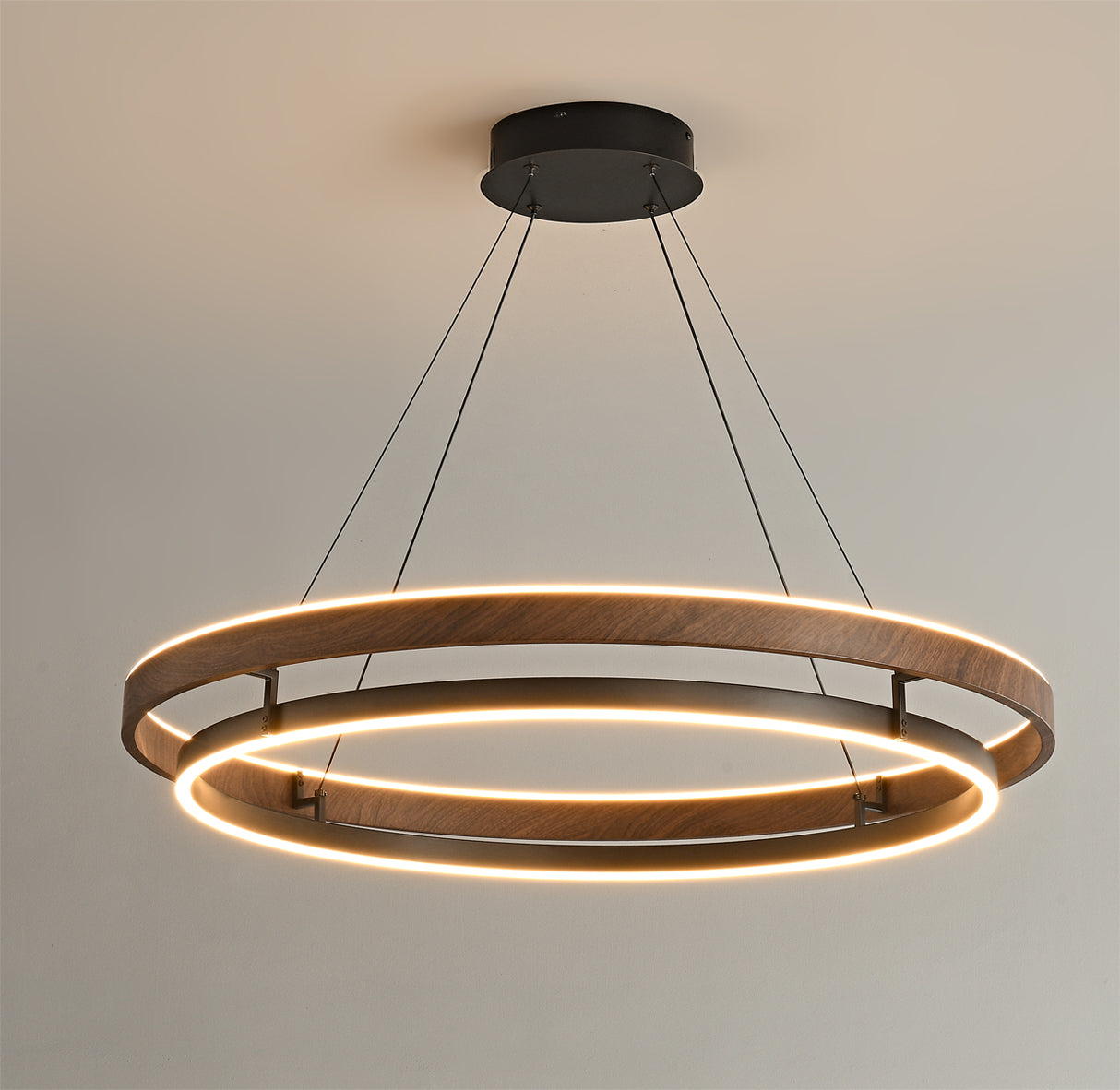 Niseko Chandelier Double Ring Design With LED Glow - Letslighting