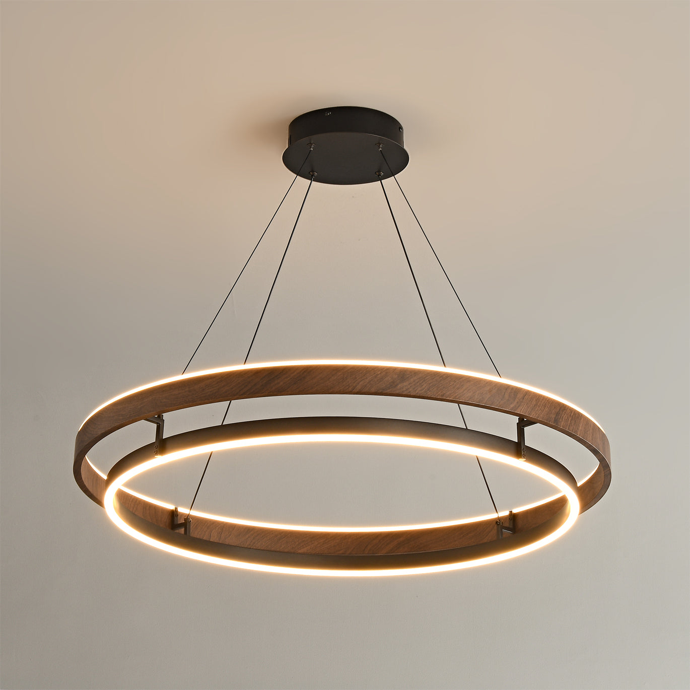 Niseko Chandelier Double Ring Design With LED Glow - Letslighting