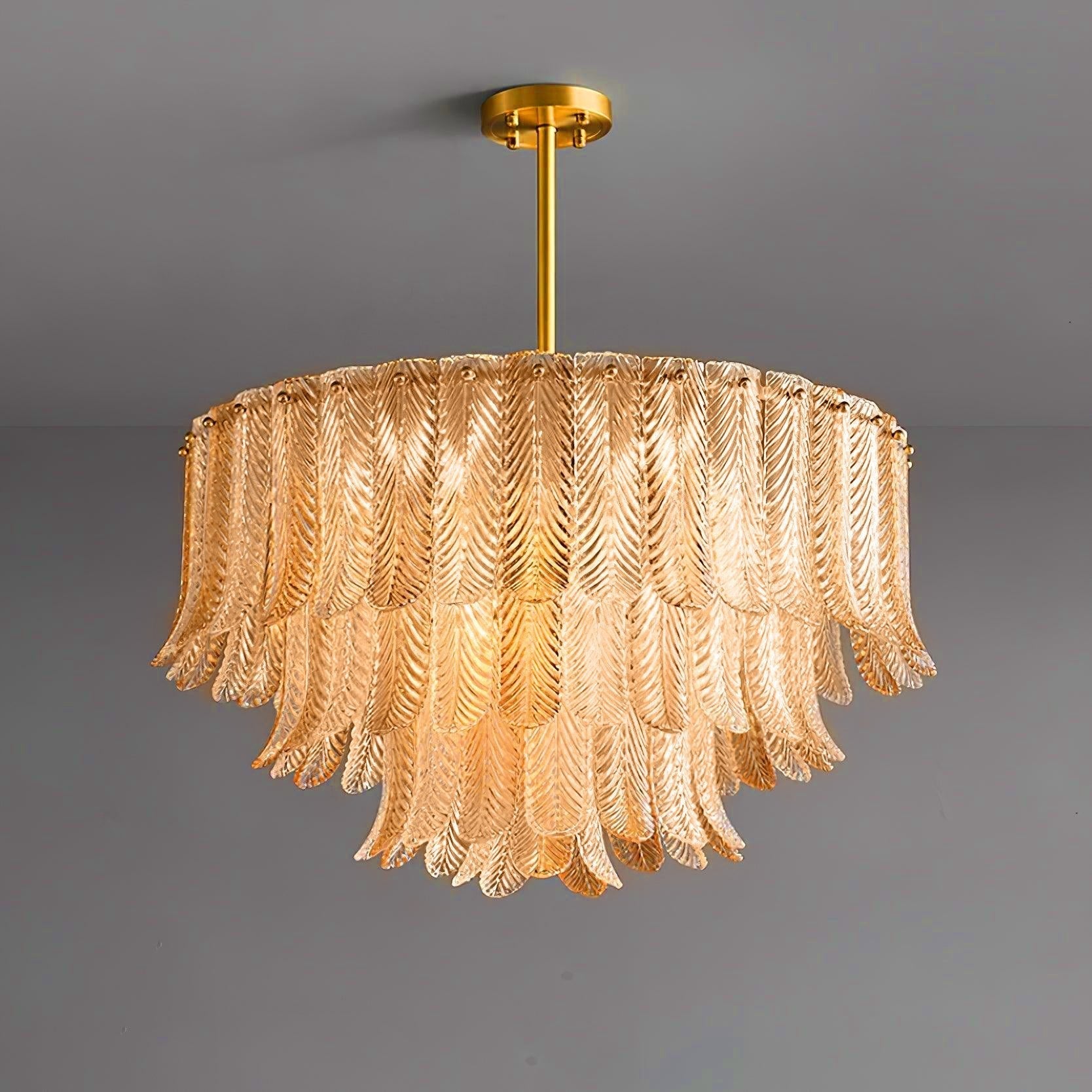 Lustra Chandelier Glass Leaf Gold Tapered - Letslighting