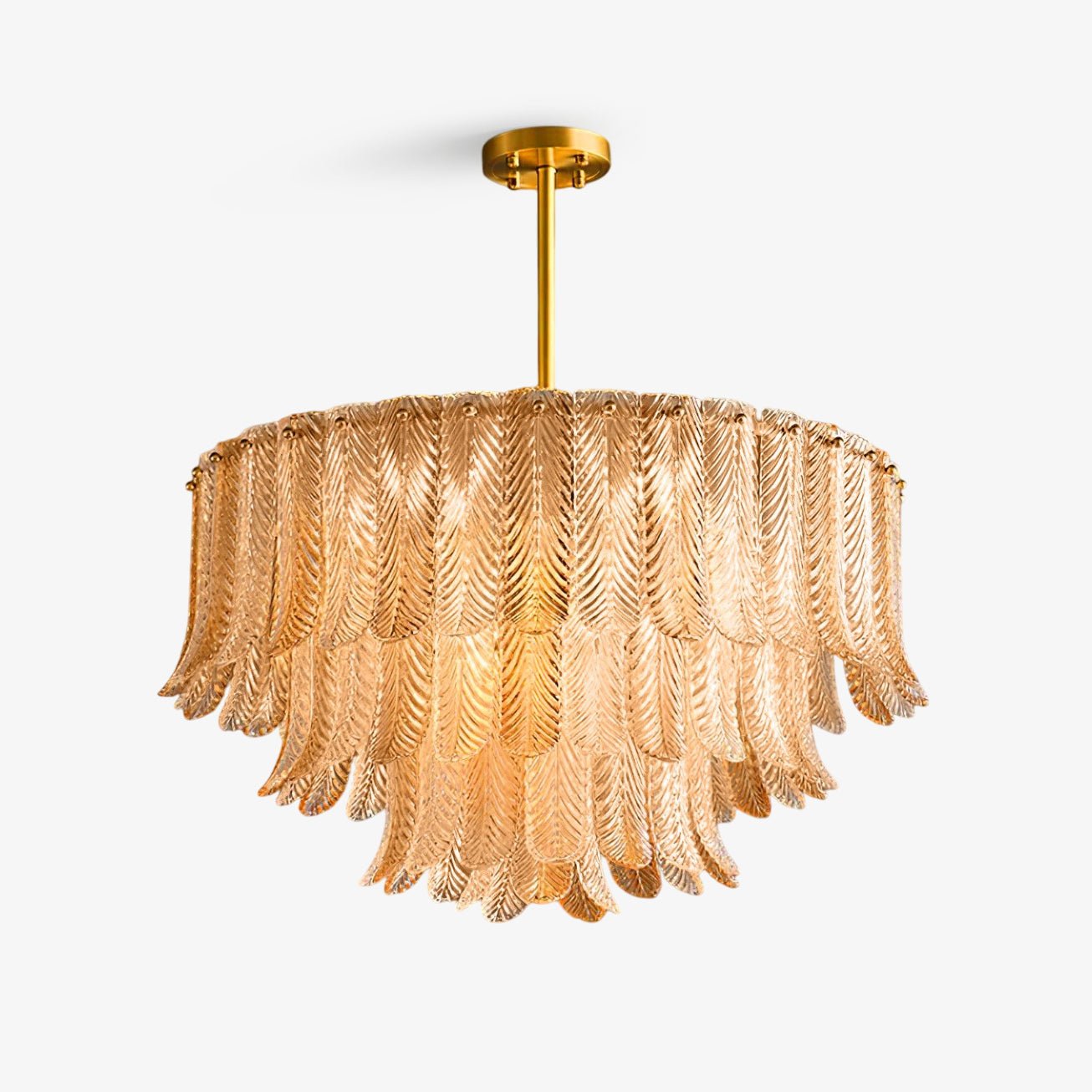 Lustra Chandelier Glass Leaf Gold Tapered - Letslighting
