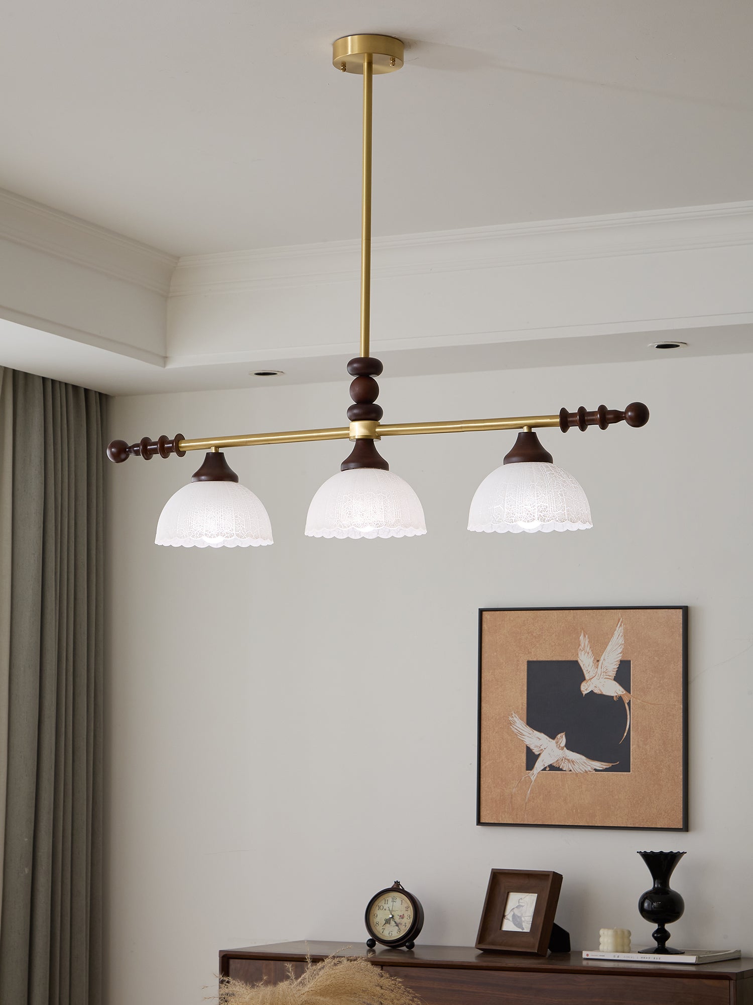 Codoriel Traditional Balance Island Wood Glass Pendant Lamp - Letslighting
