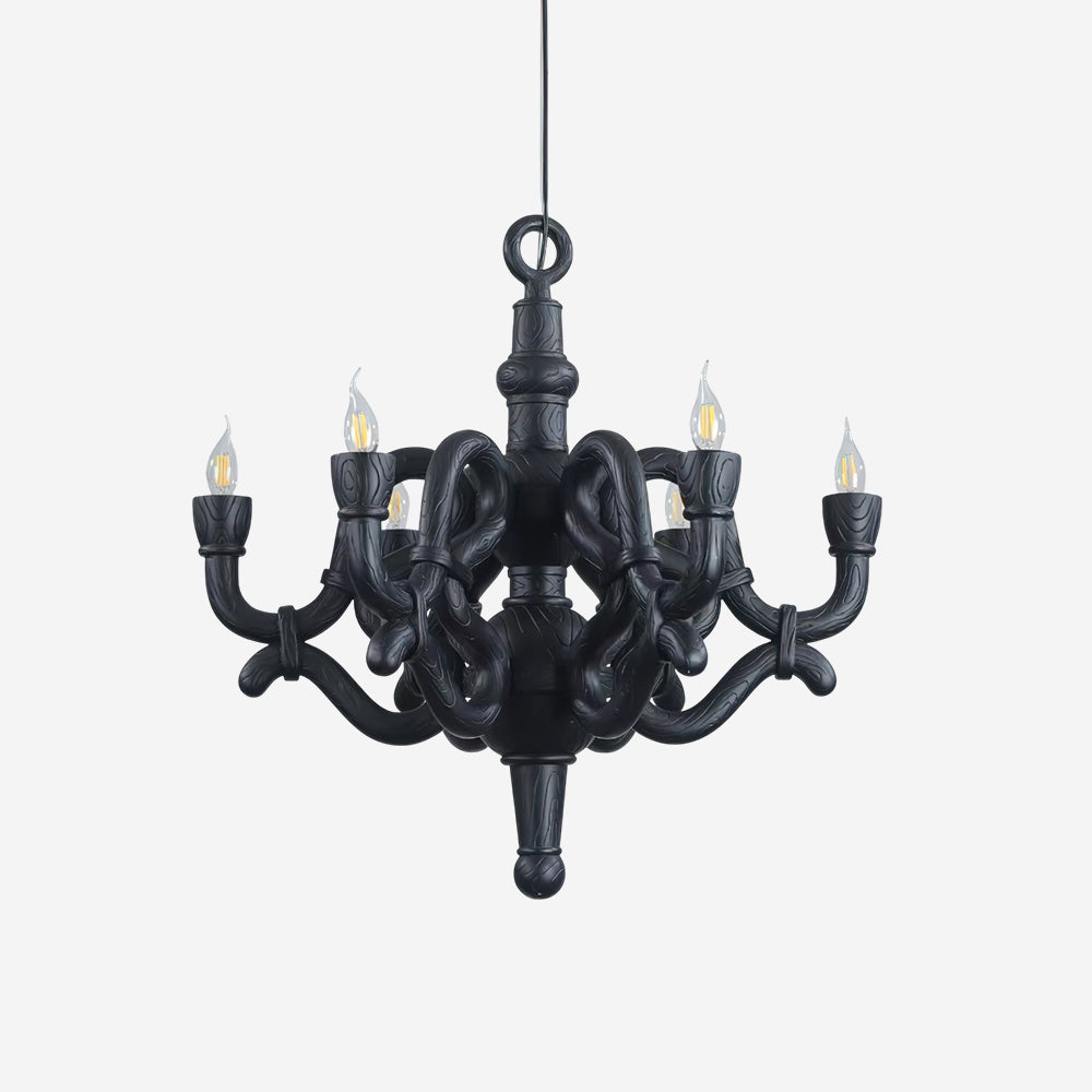 Nocturne Chandelier Sculptural Faux-Bois Arms - Letslighting