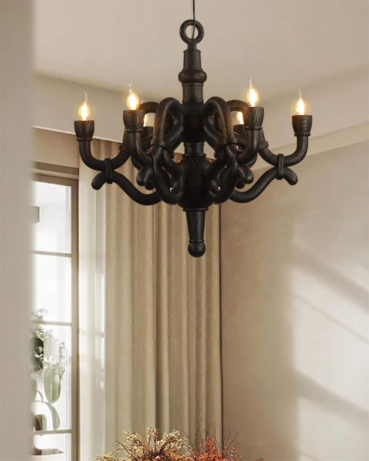 Nocturne Chandelier Sculptural Faux-Bois Arms - Letslighting