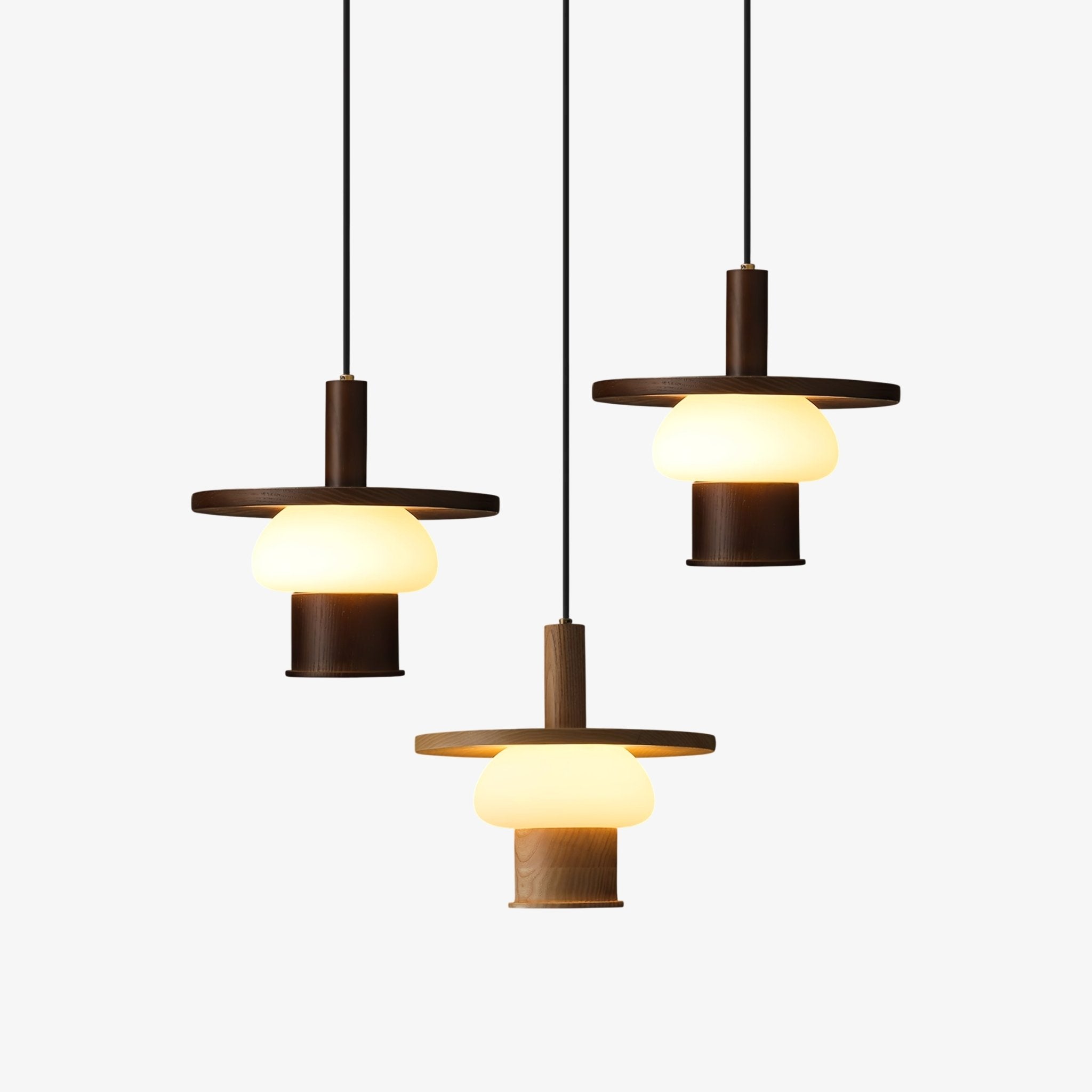 Zephaan Traditional Art Classic Glass Wood Pendant Light - Letslighting