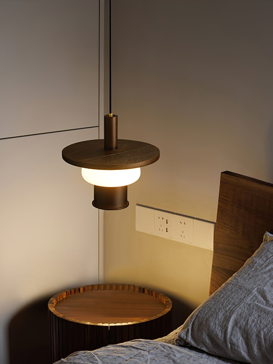 Zephaan Traditional Art Classic Glass Wood Pendant Light - Letslighting