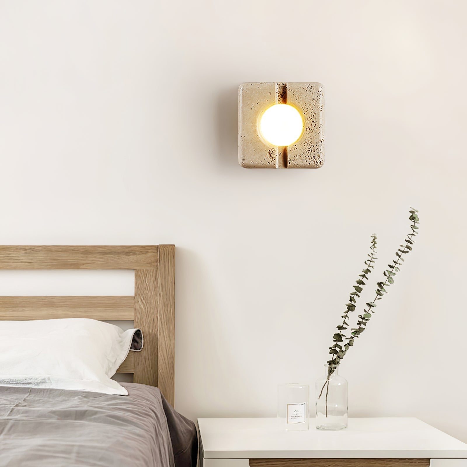 Olvenan Square Travertine Wall Light