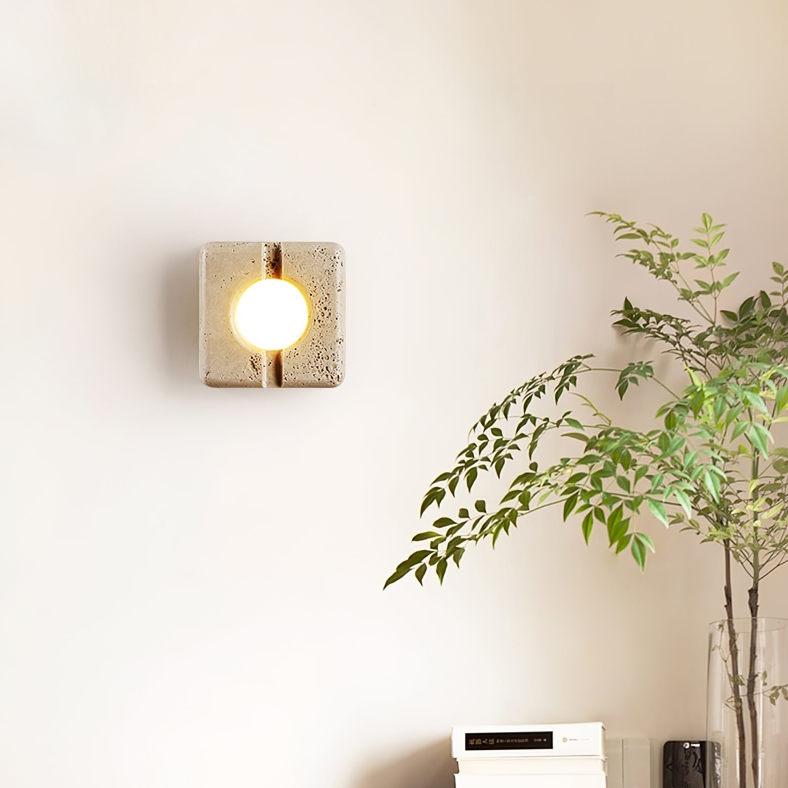 Olvenan Square Travertine Wall Light