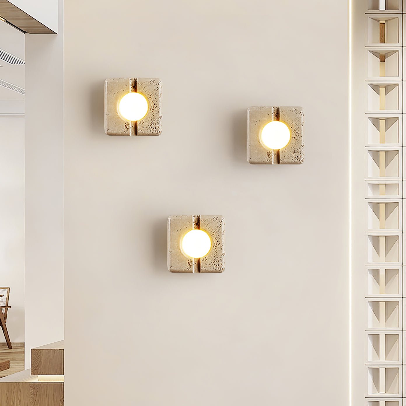 Olvenan Square Travertine Wall Light