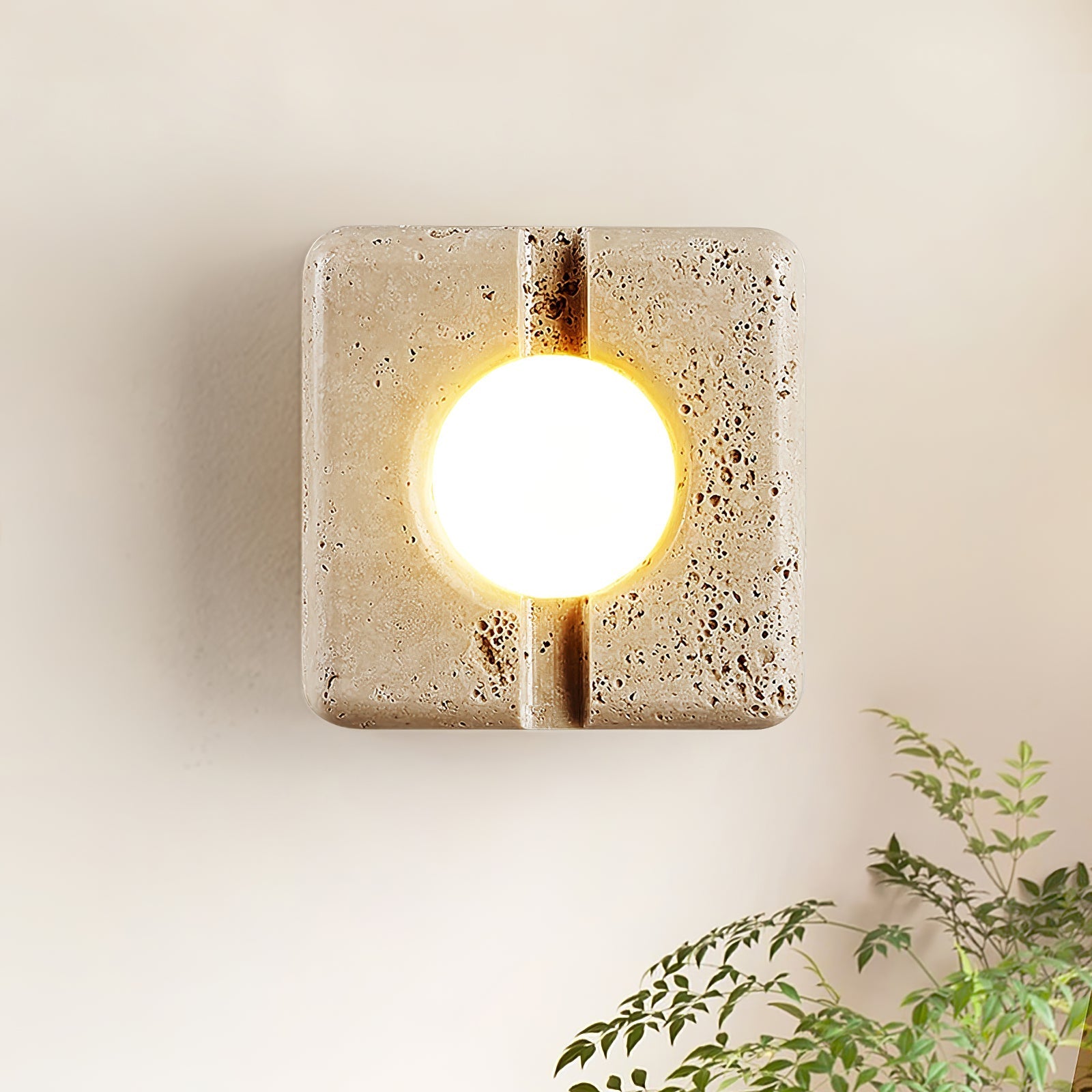 Olvenan Square Travertine Wall Light