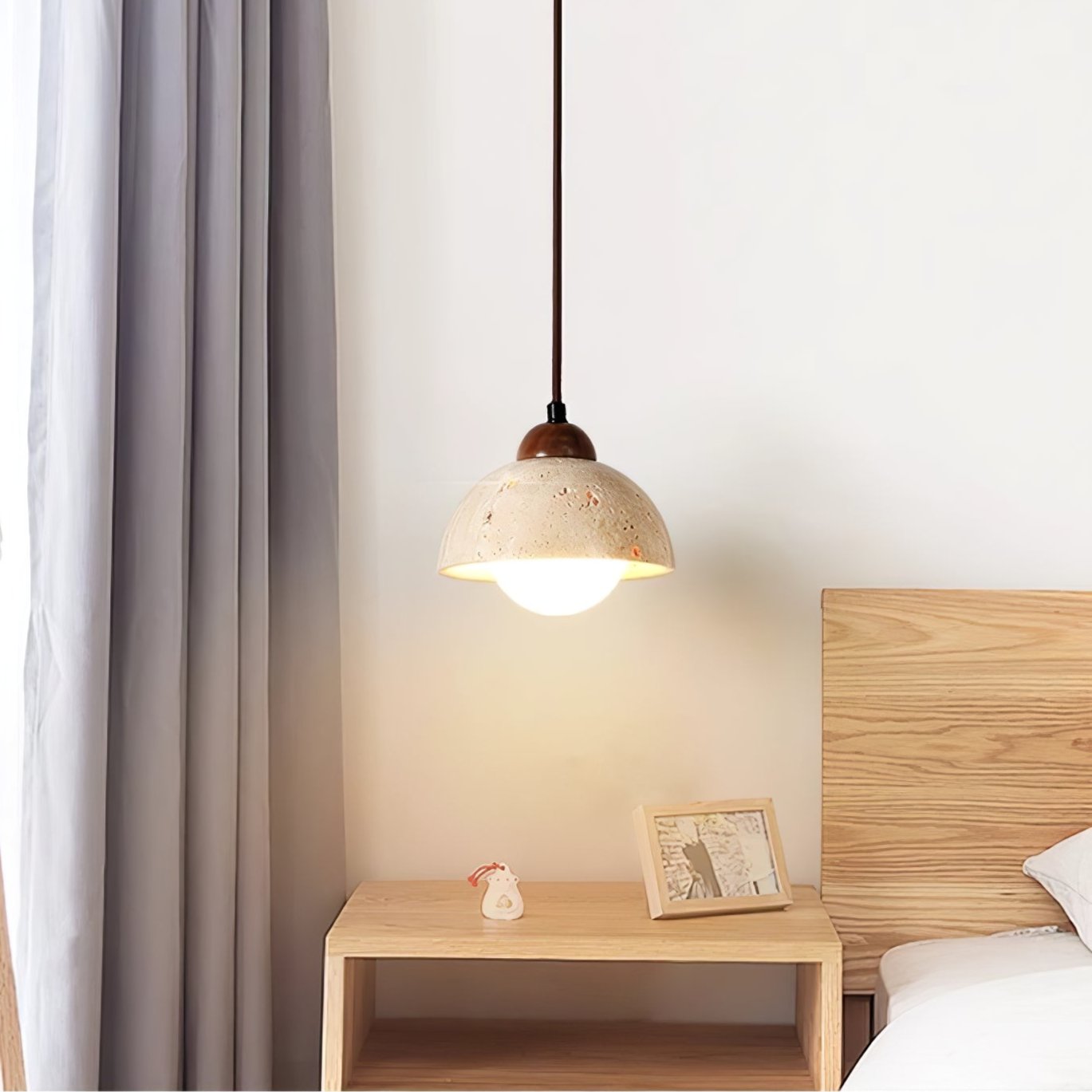 Orzora Dome-Shaped Travertine Pendant Light - Letslighting