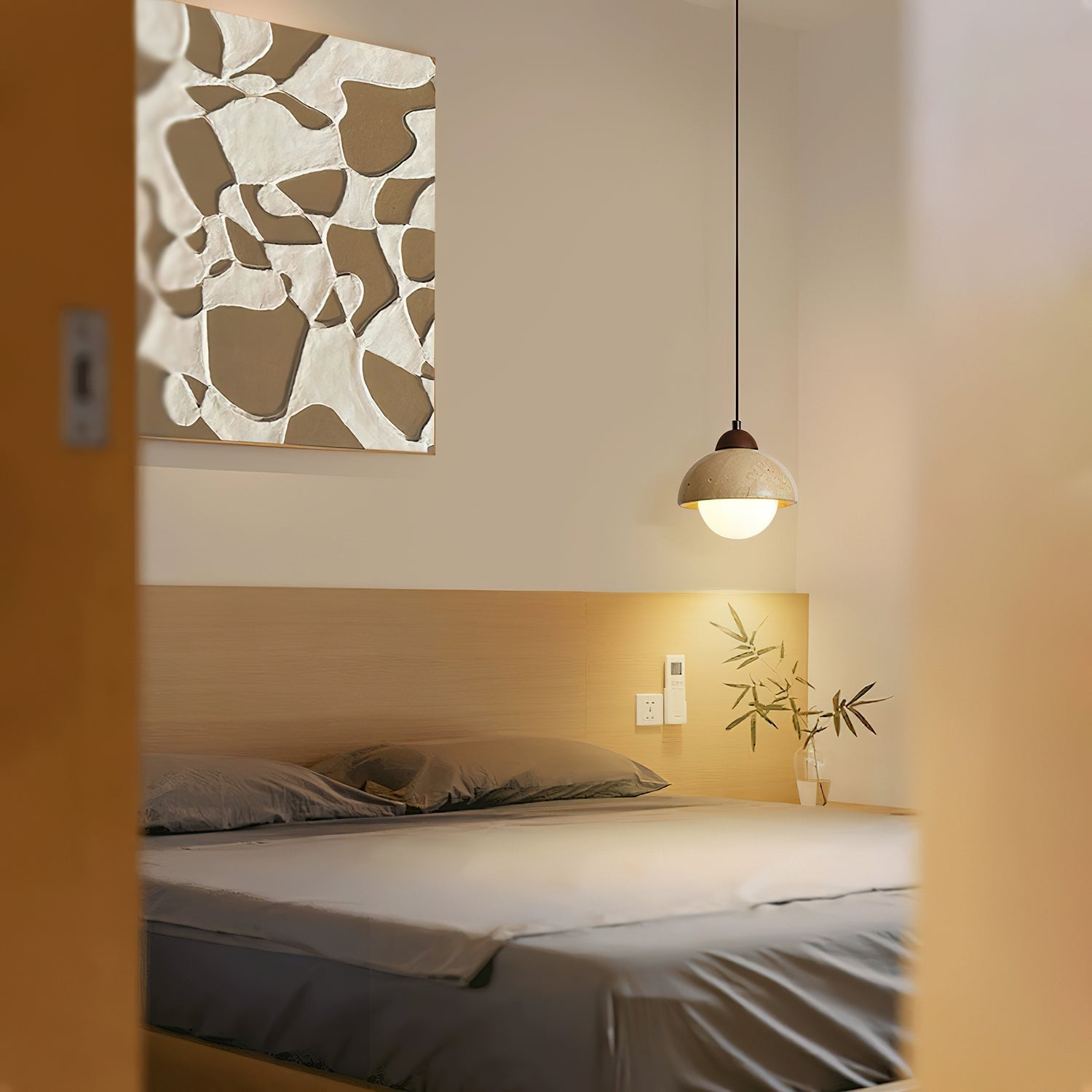 Orzora Dome-Shaped Travertine Pendant Light - Letslighting