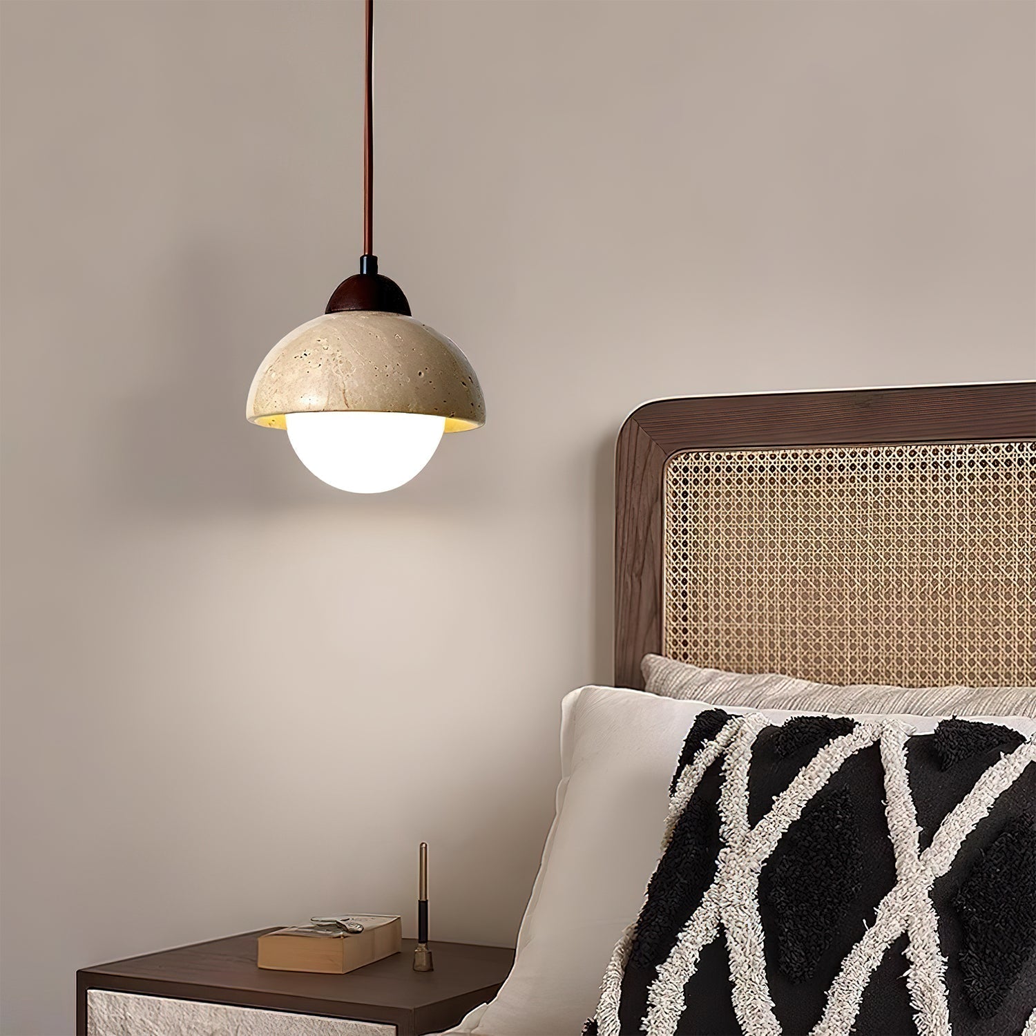 Orzora Dome-Shaped Travertine Pendant Light - Letslighting