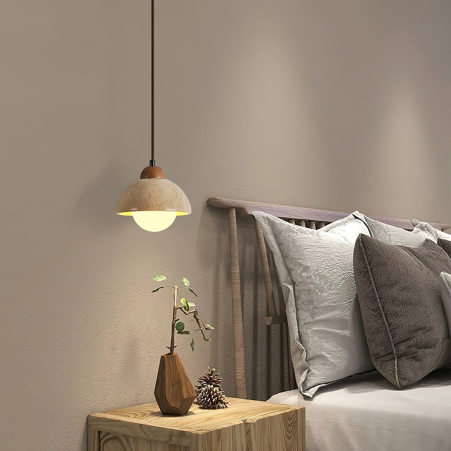 Orzora Dome-Shaped Travertine Pendant Light - Letslighting
