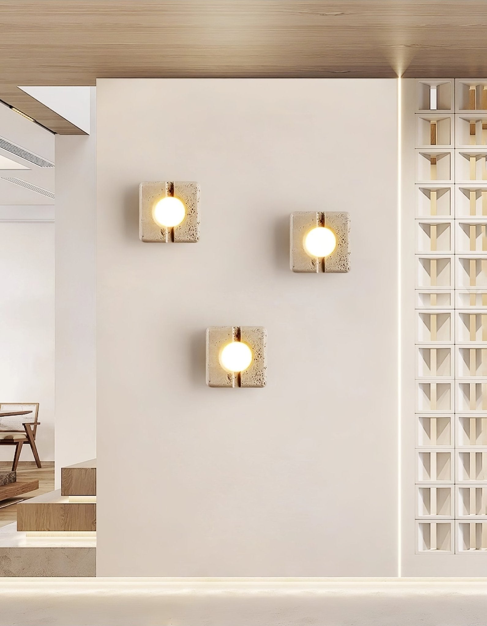Olvenan Square Travertine Wall Light