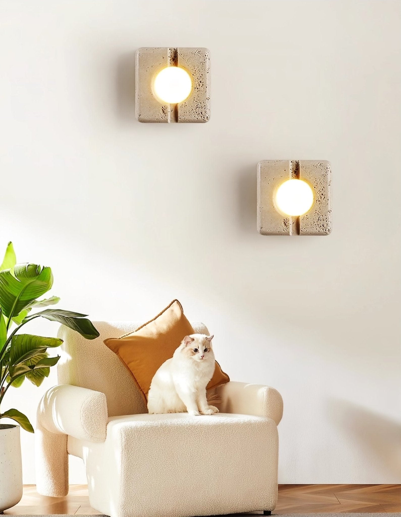 Olvenan Square Travertine Wall Light