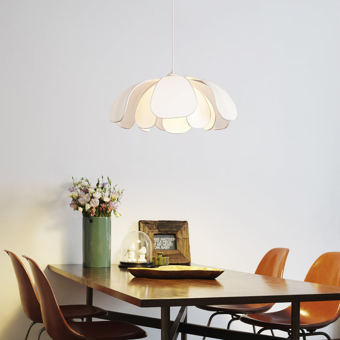 Norm Pendant Lamp Fabric Petal Shade For Dining Room - Letslighting