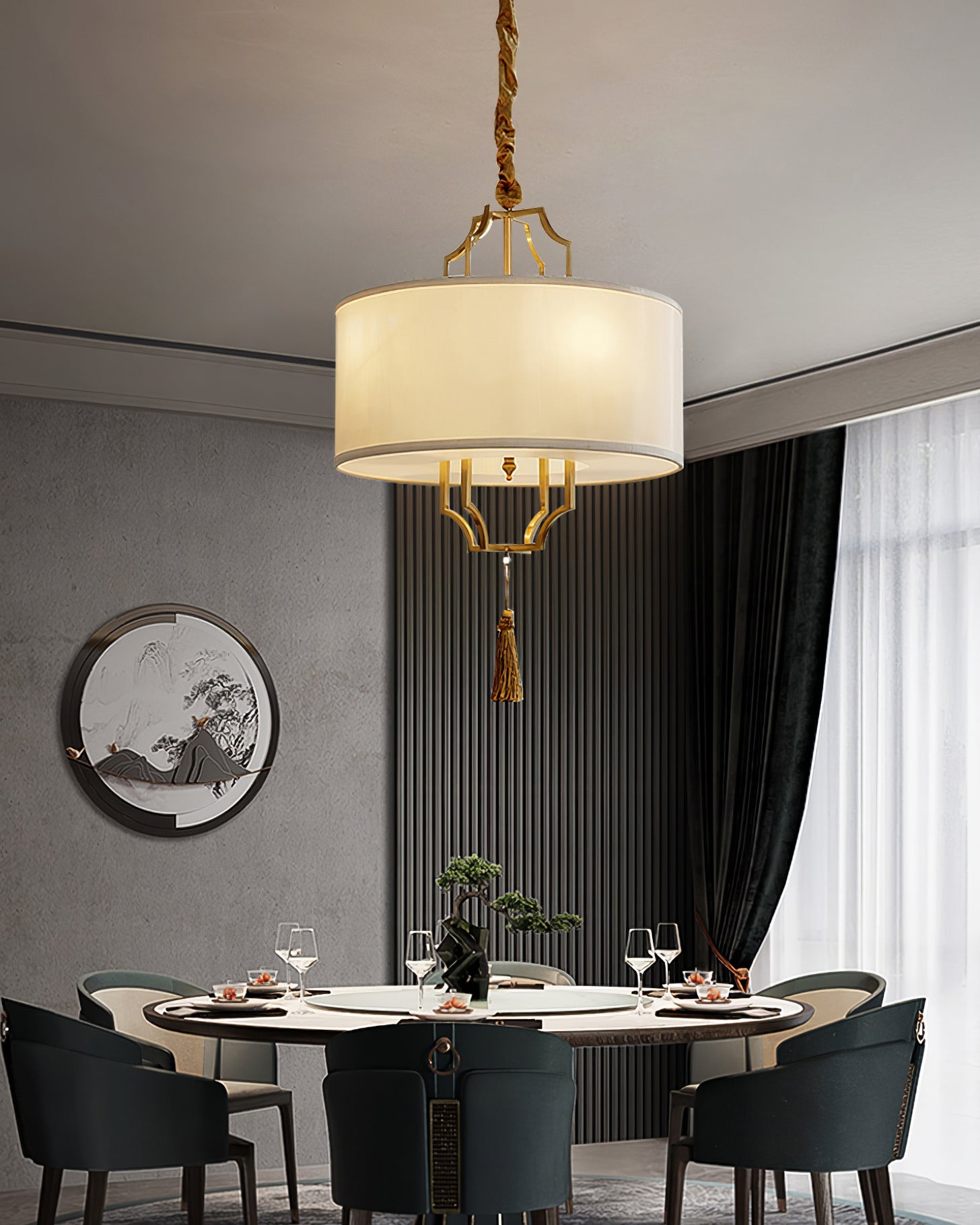 Norwell Chandelier All-Copper Frame With Oriental Modern - Letslighting