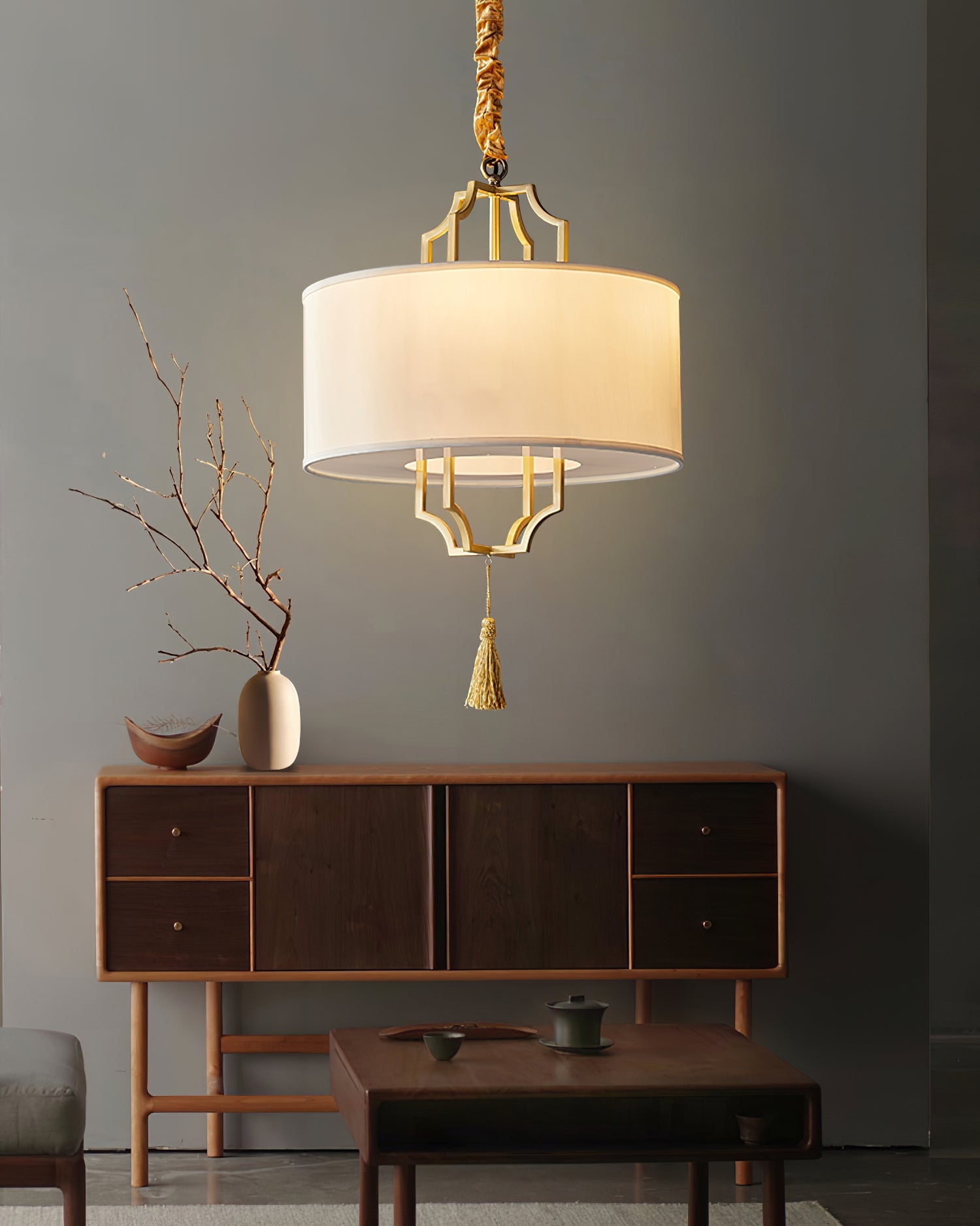 Norwell Chandelier All-Copper Frame With Oriental Modern - Letslighting