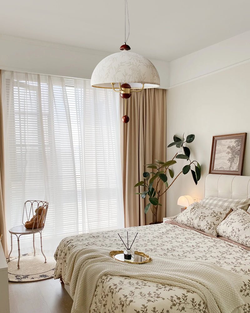 Varaeia Traditional Elegance Bloom Fabric Wood Pendant Lamp - Letslighting