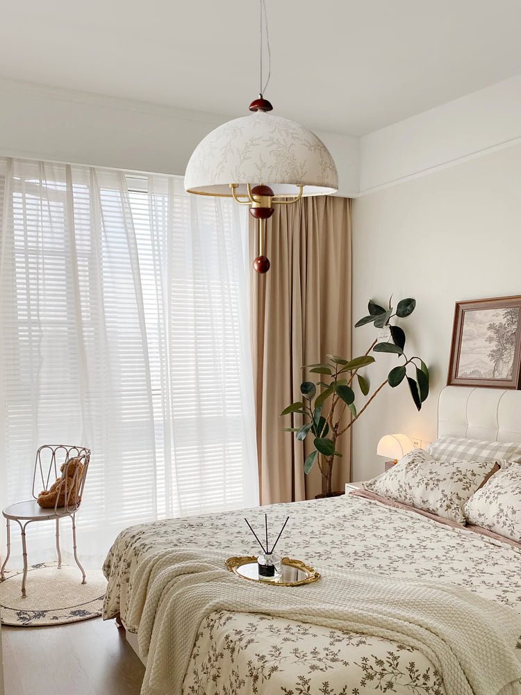 Varaeia Traditional Elegance Bloom Fabric Wood Pendant Lamp - Letslighting