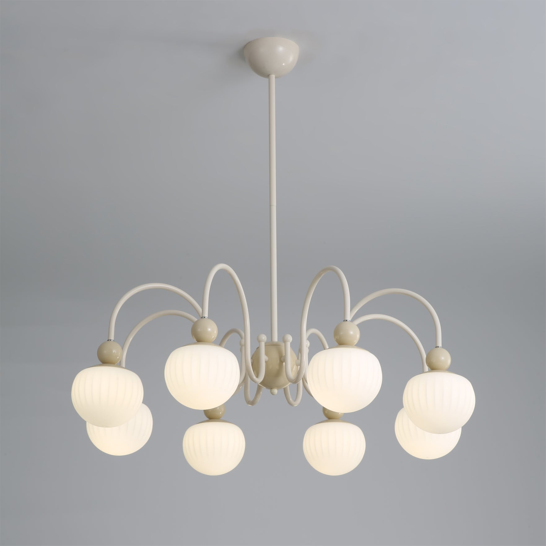 Notti Chandelier Cream Finish With Frosted Glass Globes - Letslighting