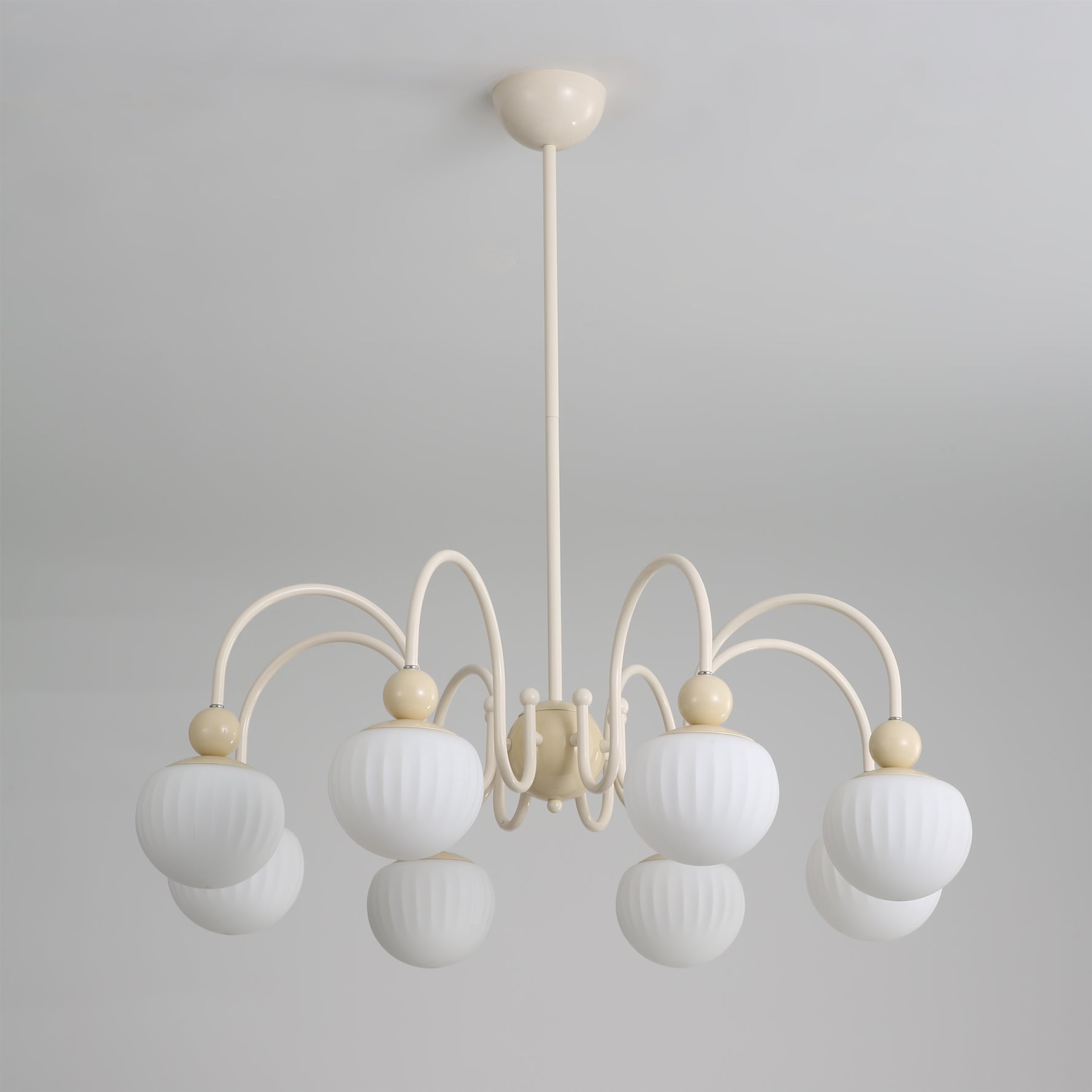 Notti Chandelier Cream Finish With Frosted Glass Globes - Letslighting