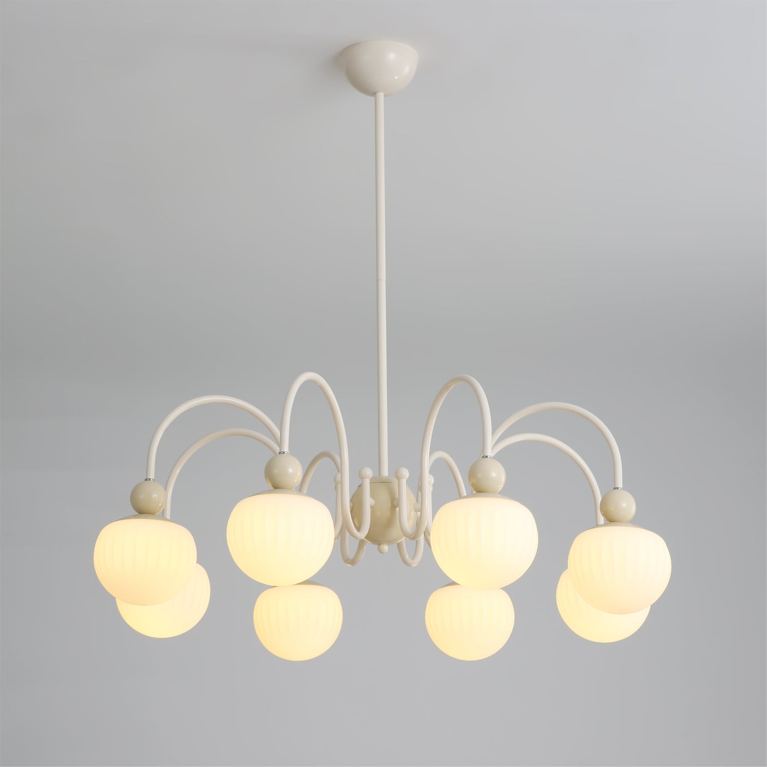 Notti Chandelier Cream Finish With Frosted Glass Globes - Letslighting
